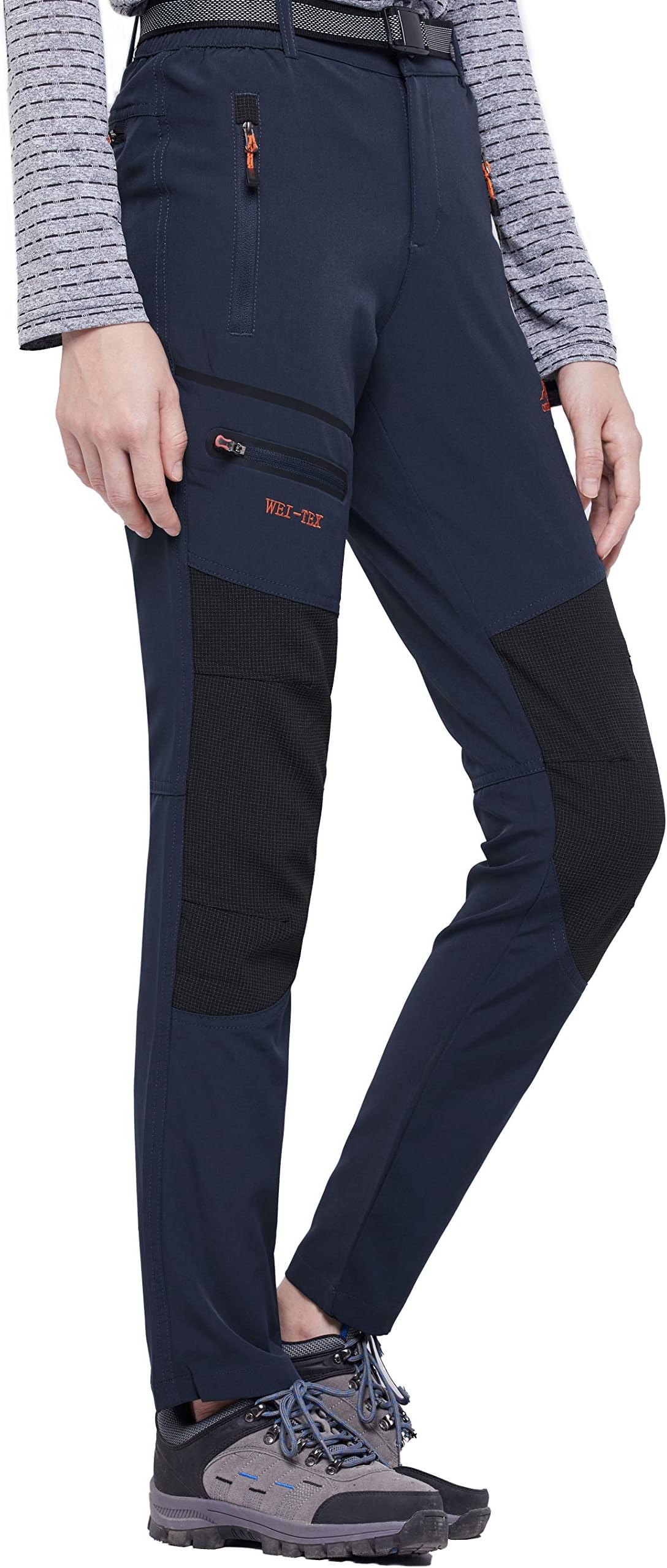 BenBoy Womens Hiking Trousers Waterproof Outdoor Quick Dry Lightweight Walking Pants with Belt,KZ1812-Grey-XL