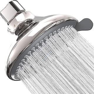 SparkPod High Pressure 3-Function Rain Shower Head - Luxury Modern Look - 3.75" Wide Angle Rainfall Showerhead - No Hassle Tool-less 1-Min Installation (Luxury Polished Chrome)