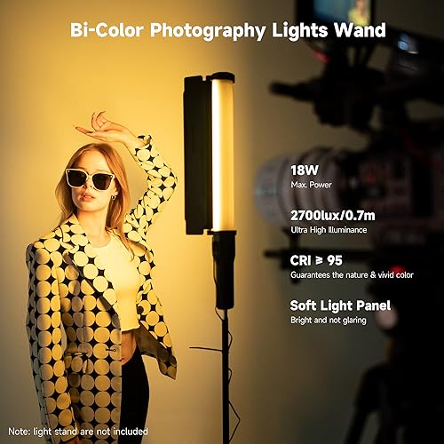 Miniatura 3 de VILTROX Barra de luz LED RGB H18, control de aplicación, 18 W, 1800 lúmenes, CRI 95+, tubo RGB de doble cara, varita de luz para retrato fotografía,