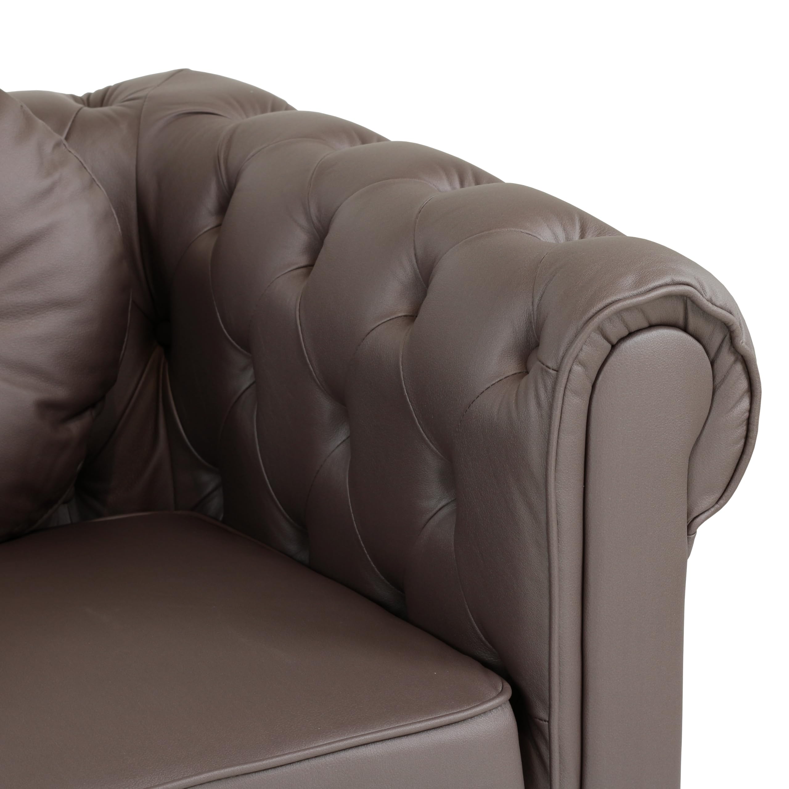 Totò Piccinni Poltrona CHESTER design vintage retrò classico trapuntata piedini in legno (Poltrona, Ecopelle Marrone)