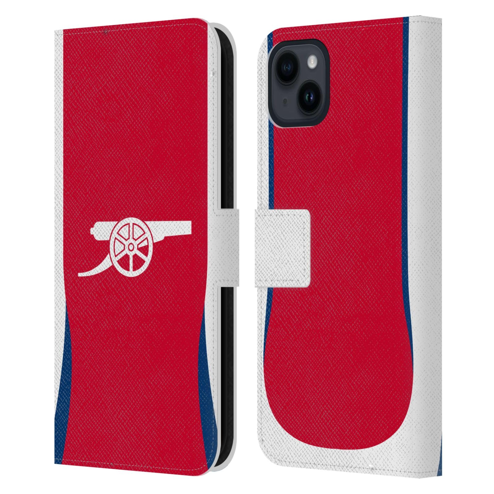 Head Case Designs Officially Licensed Arsenal FC Home 2024/25 Kit Leather Wallet Case Compatible With Apple iPhone 15 Plus โ image 1