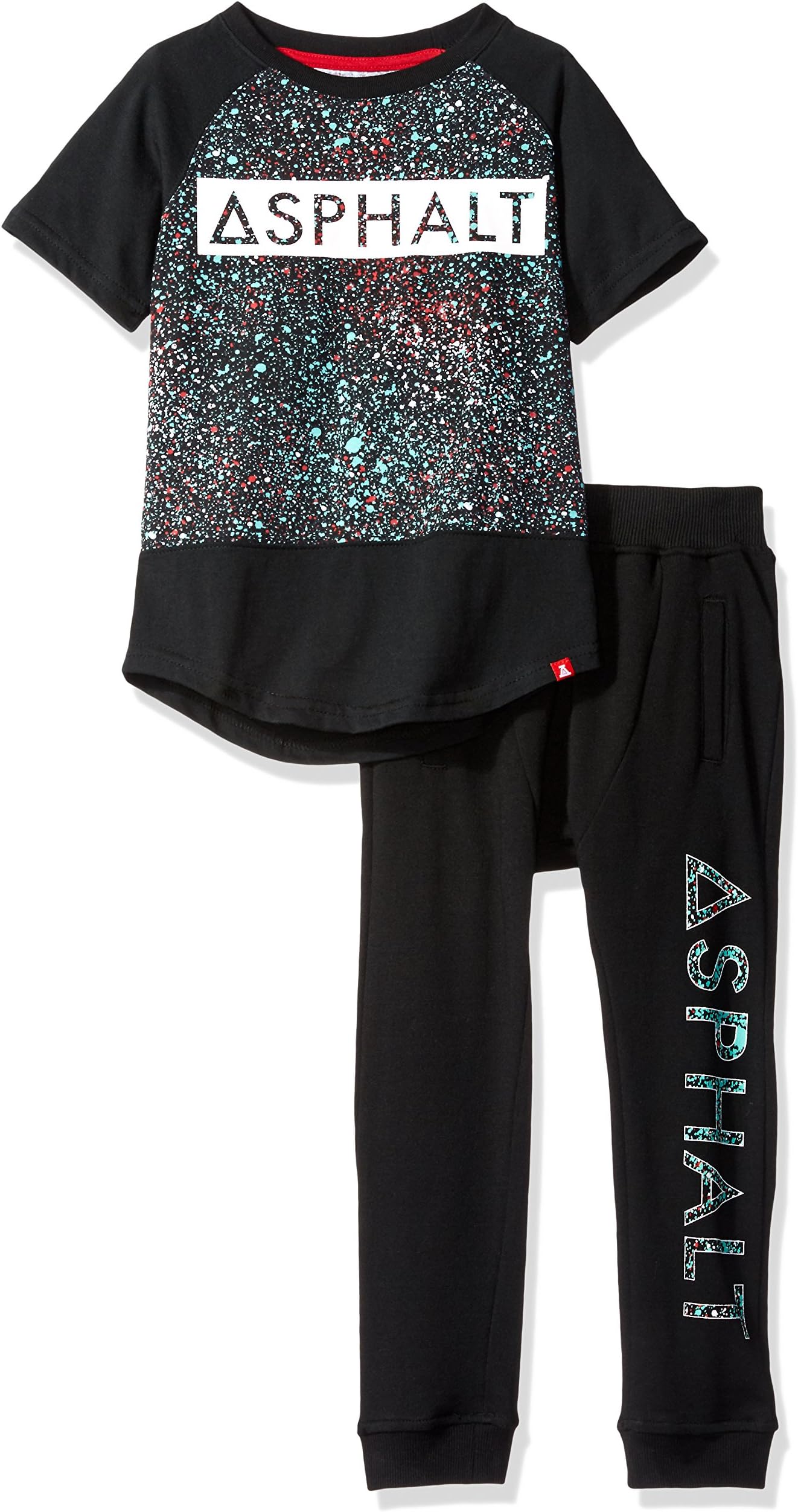 Asphalt Yacht Club Boys' Splatter Short Sleeve Hoody and Jogger Two Piece Set