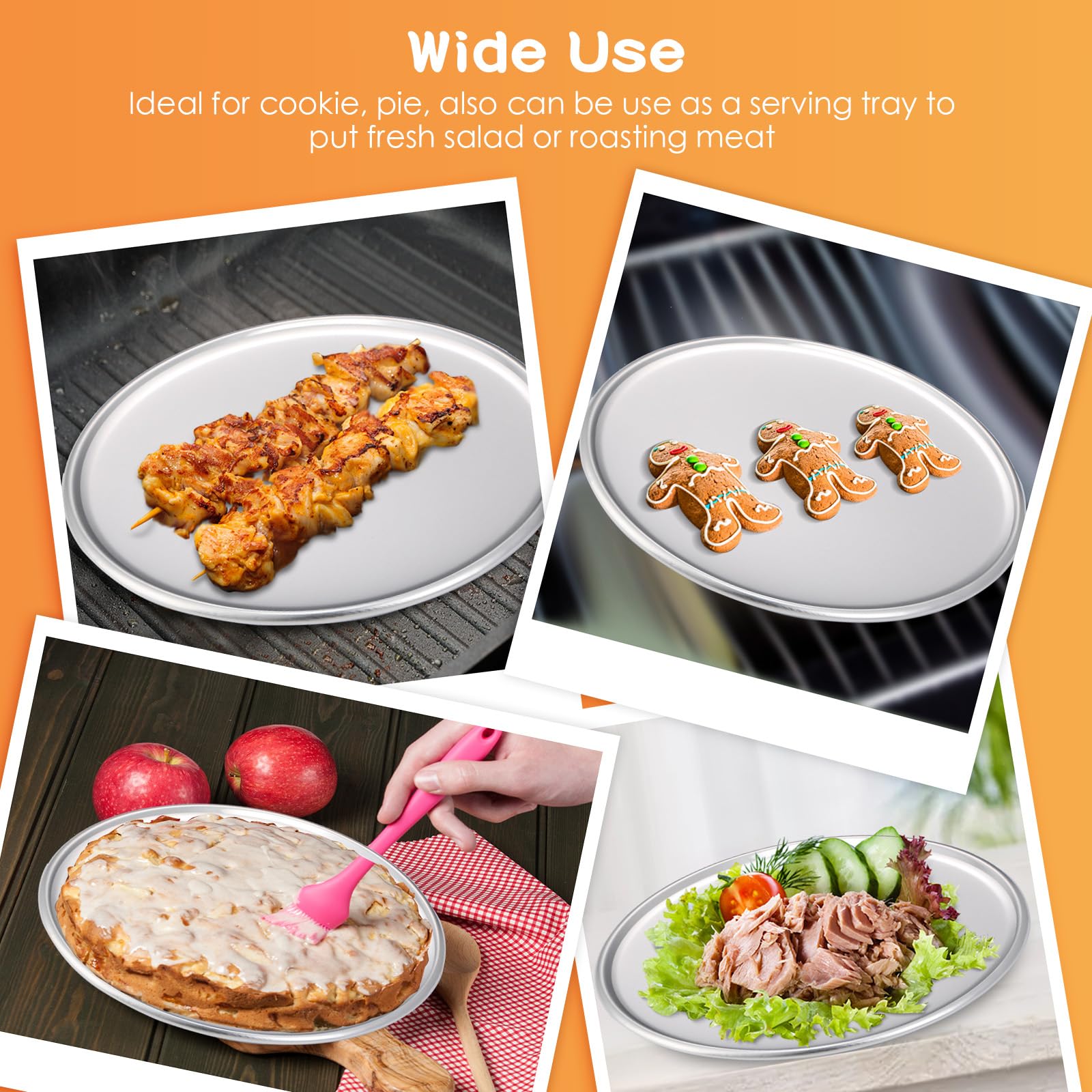 Juego de 12 moldes para pizza a granel de aluminio para pizza, platos redondos para tartas, bandeja para pasteles libre de óxido para horno, hornear, hogar, cocina, restaurante, fácil de limpiar (16 7