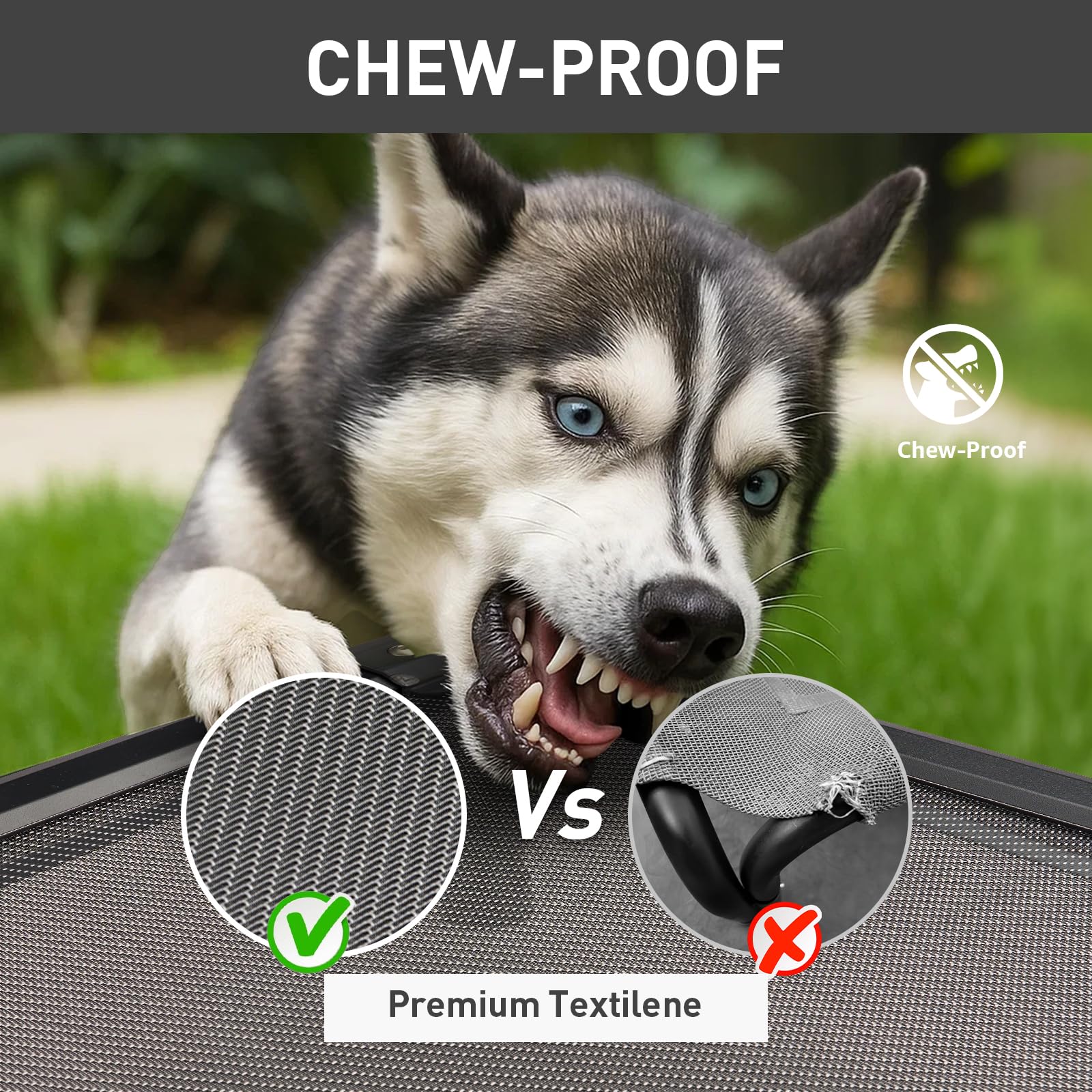 Sytopia 47'' Outdoor Elevated Dog Bed for Extra Large Dogs, Chew-Proof Pet Camping Raised Cot with Breathable Mesh - Durable Frame, Cooling Hammock Bed, Non-Slip Feet, Waterproof, Easy Clean - image 3