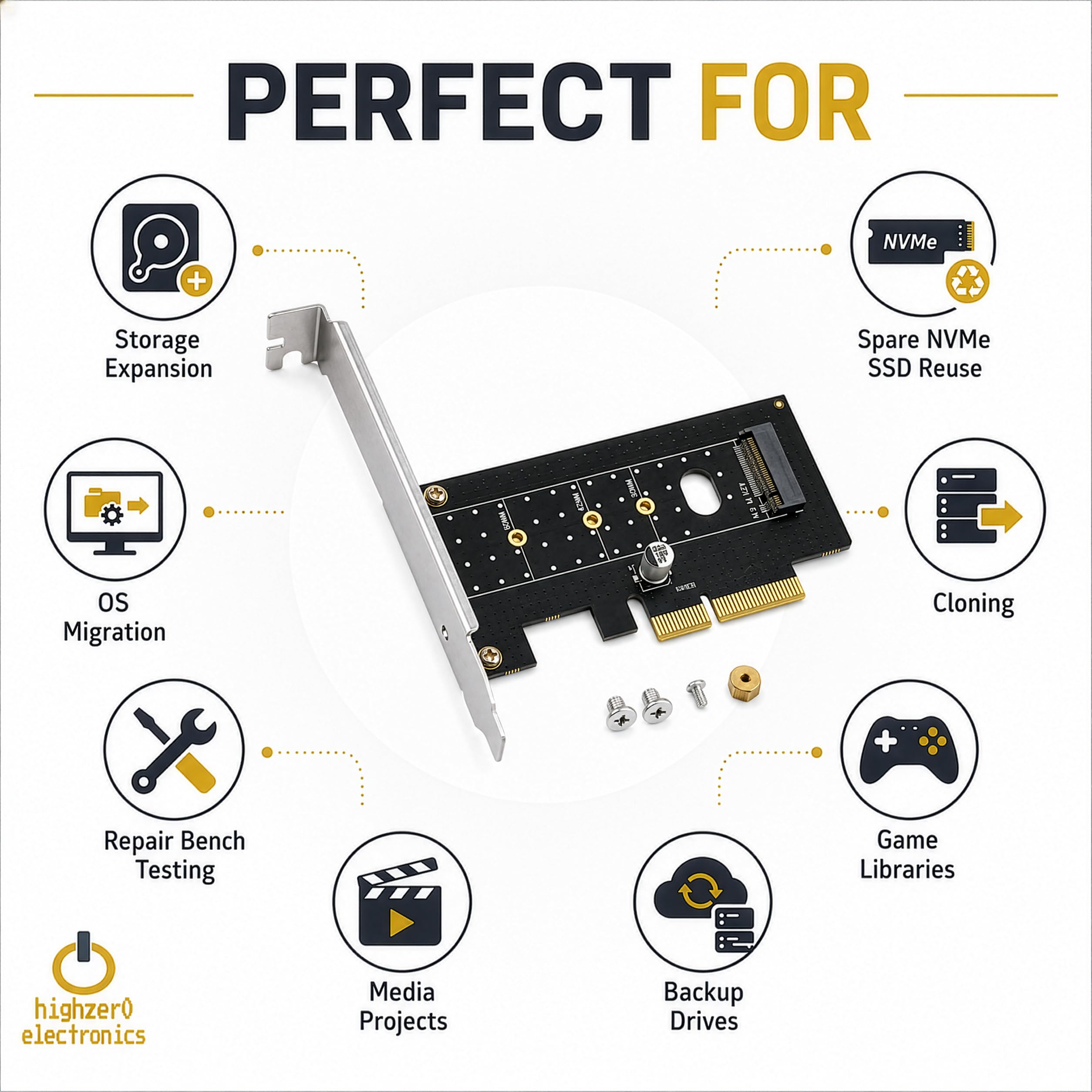 M.2 NVMe SSD NGFF to PCIE X4 Adapter M Key Interface Card Support PCI-e PCI Express 3.0 x4 2230-2280 Size M2 SSD M2 PCIE Adapter (M.2 SSD to PCIe x4)
