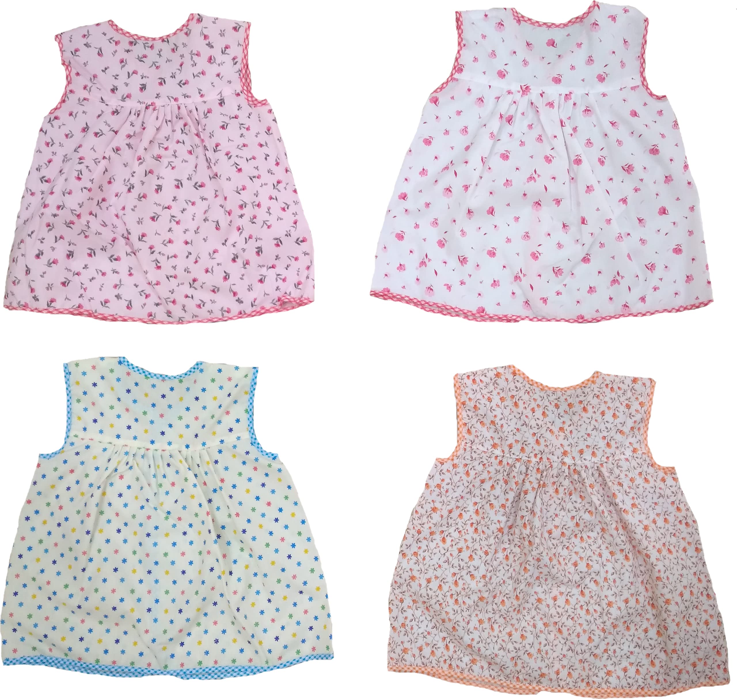 BabySphere Soft Pure Cotton Frock For Baby Girls. (Pack of 4) (6-12 Months, Printed)