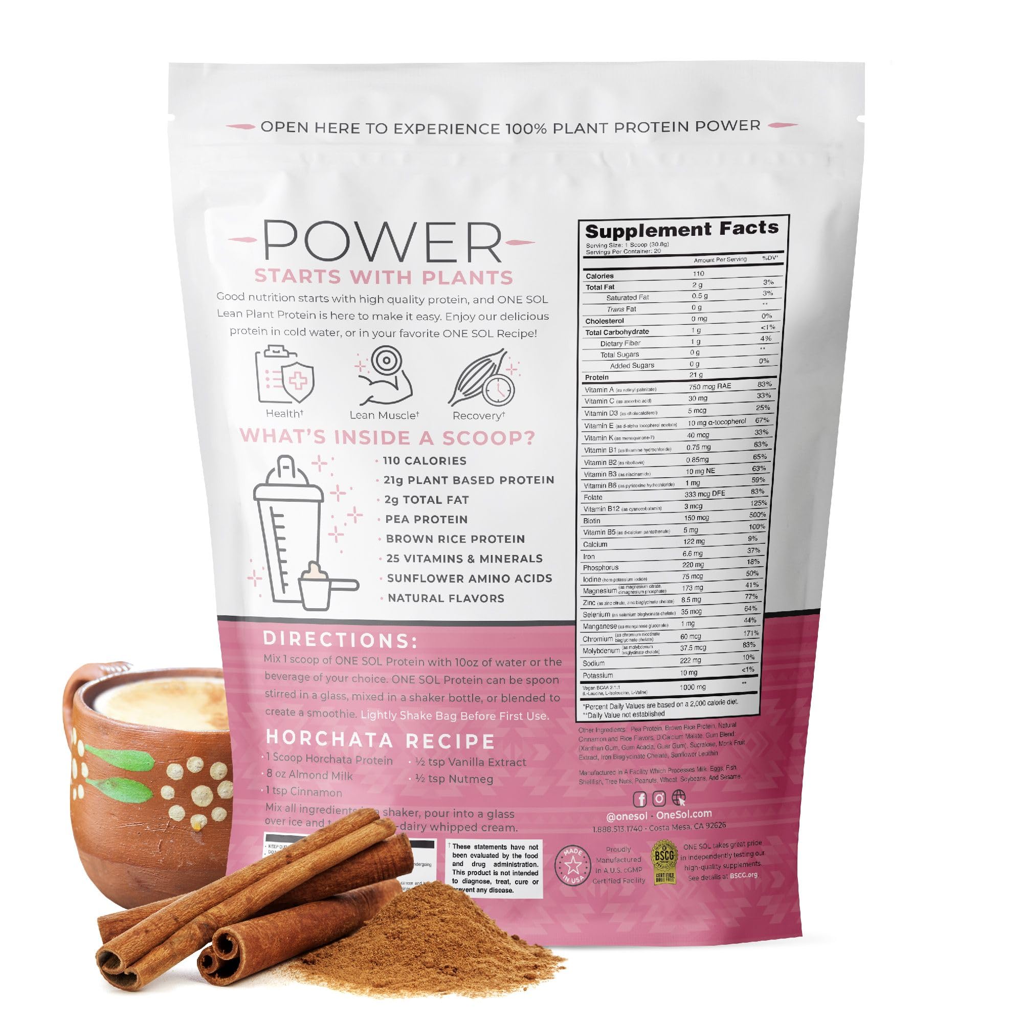 Amazon.com: One Sol Lean Plant-Based Protein Powder, Pea & Brown