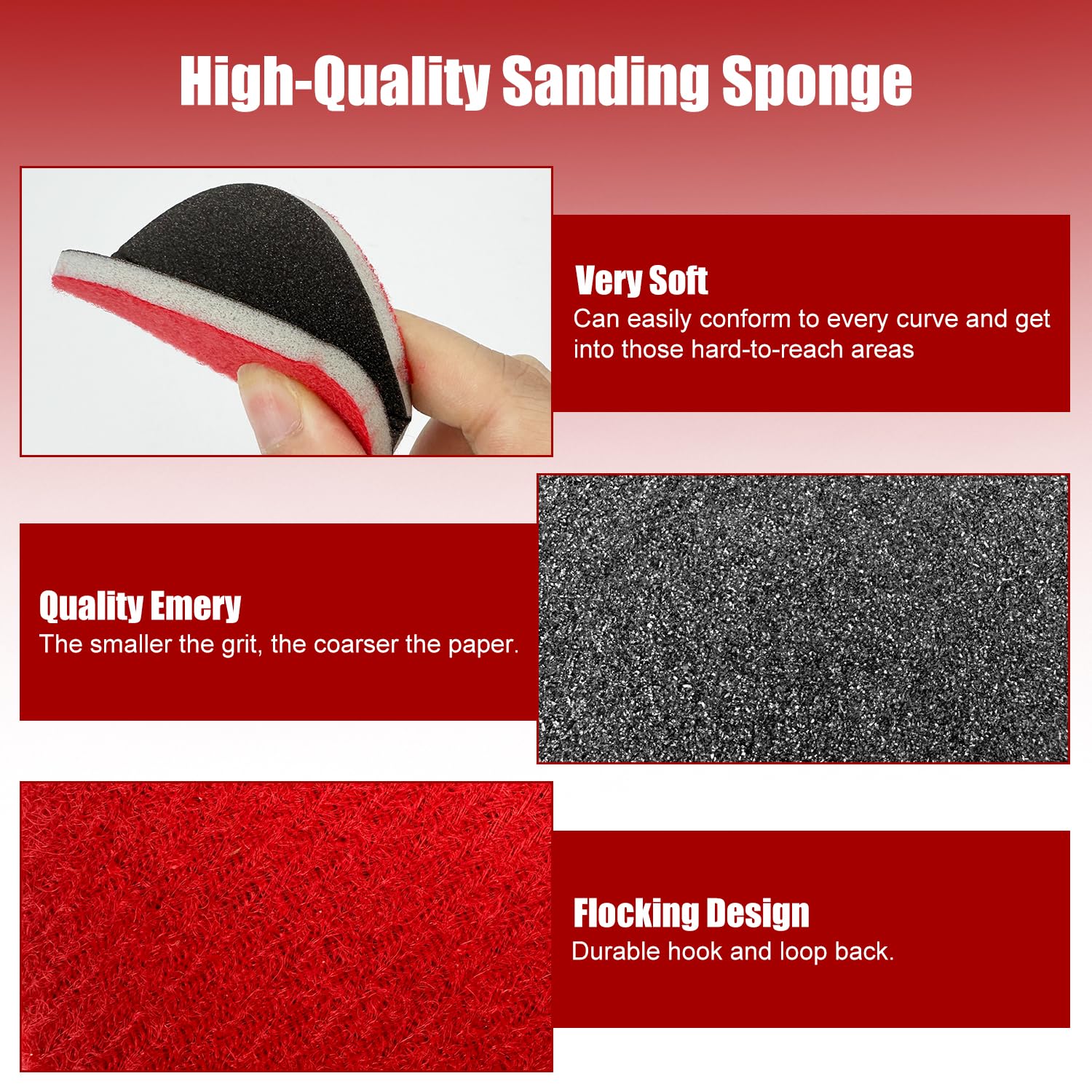 22 Pcs Grit Sanding Sponge Set,120-3000 Grit Flexible Foam Filled Sanding Pad,Wet And Dry Blocks Sandpapers Sheets for Wood & Metal,Railings,Furniture Polishing (2 Sizes,70 * 100 * 5mm,75 * 5.5mm) - Image 4