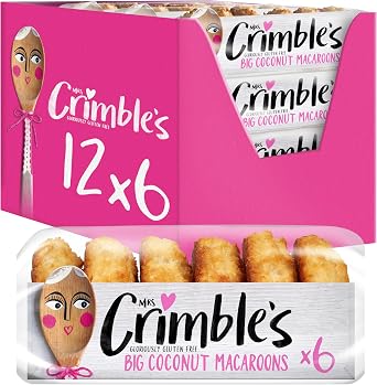 Mrs Crimble's Gluten Free Big Coconut Macaroons 6 Pack | Soft, chewy 6-pack of large gluten-free coconut macaroons 30% real coconut; moist, sweet, vegetarian-friendly, and perfect