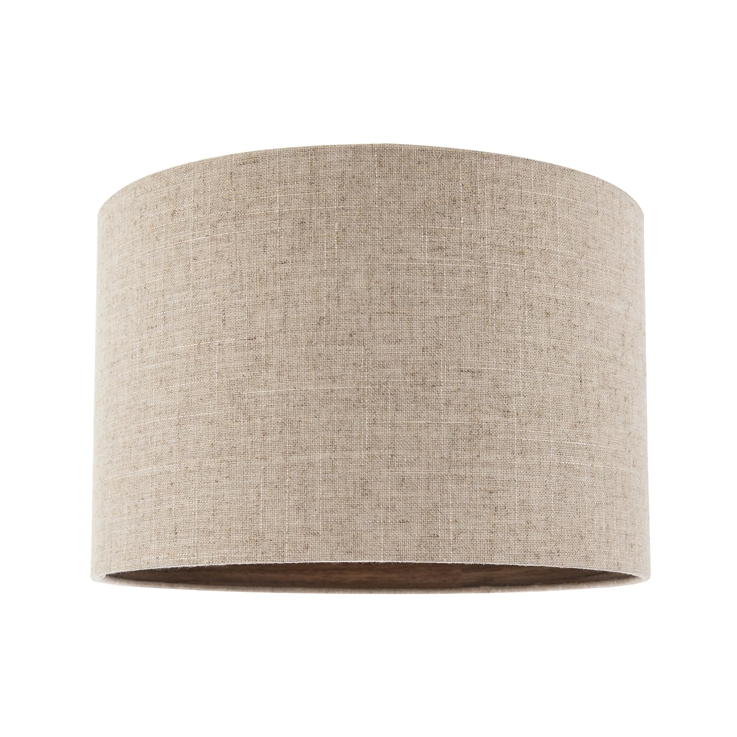 Vintage Natural Linen Drum Lamp Shade - Oatmeal - Wood Effect Inner - 12 inches - Happy Homewares