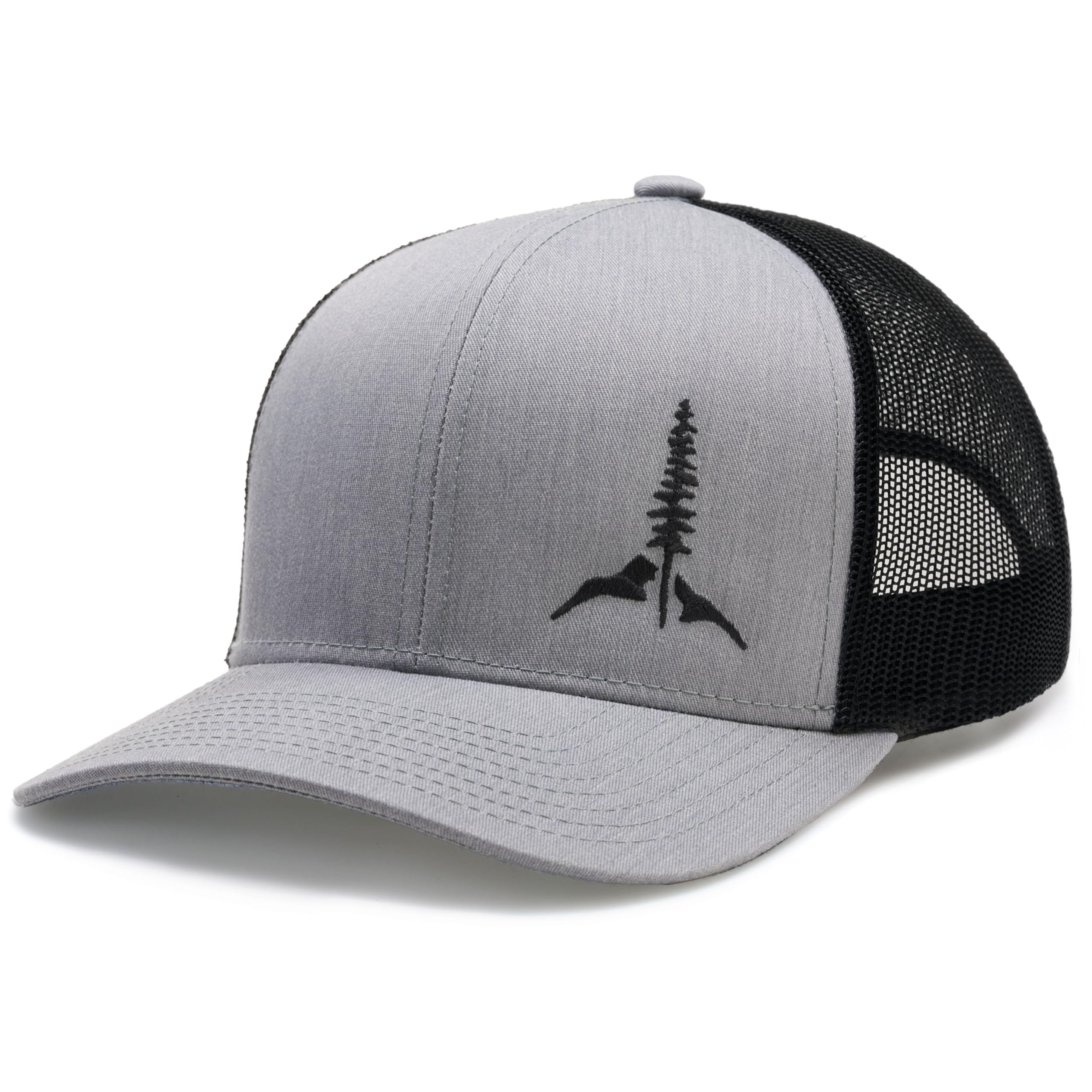Trucker Hat, Tamarack Mountain, Heather Gray - Black/Black