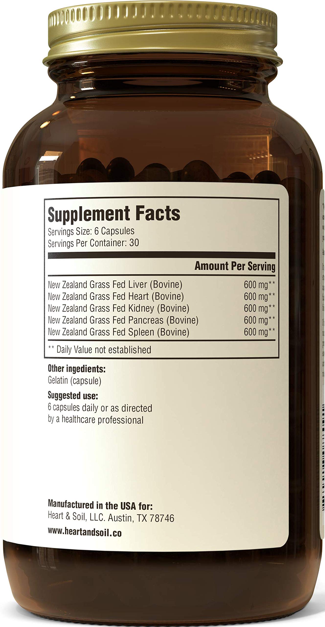 Heart & Soil Beef Organs Complex — Grass Fed Liver, Heart, Kidney, Pancreas, and Spleen for