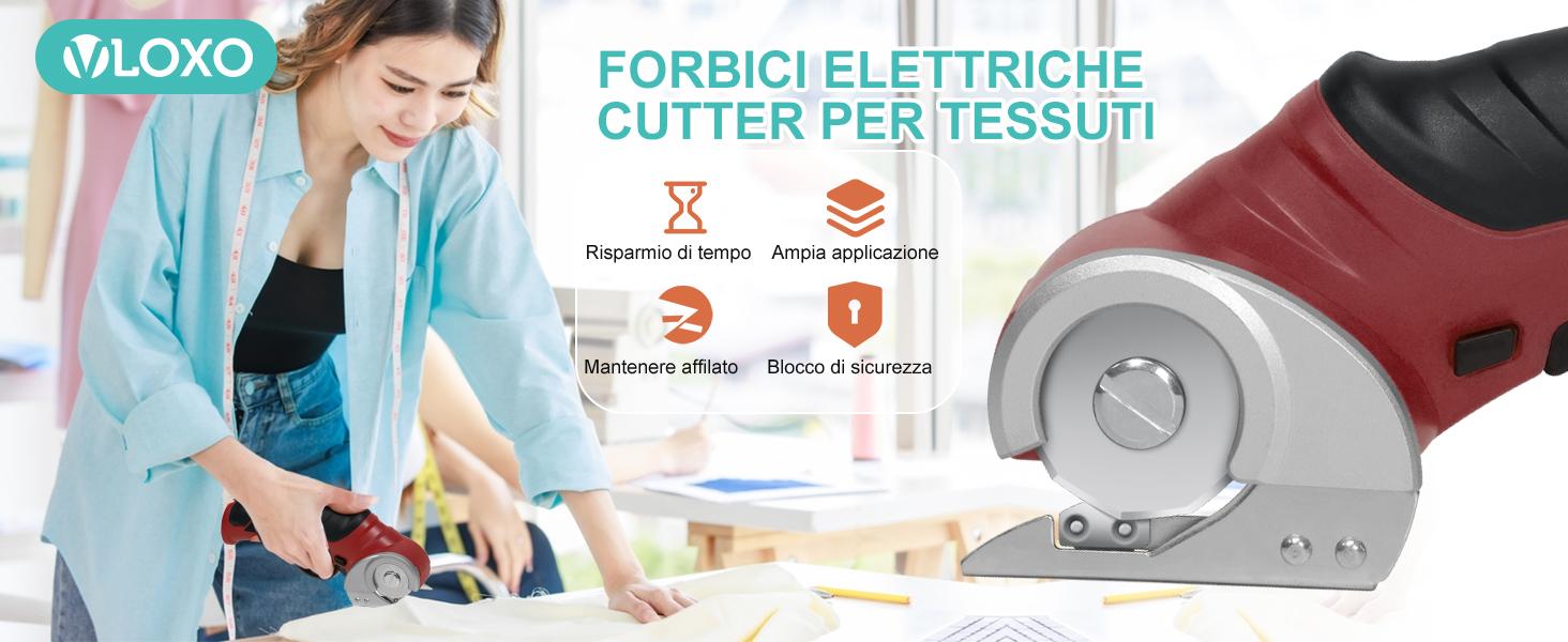 Forbici Elettriche Senza Fili VLOXO - Taglierina Rotante Per Tessuti, Pelle E Moquette - Foto 14