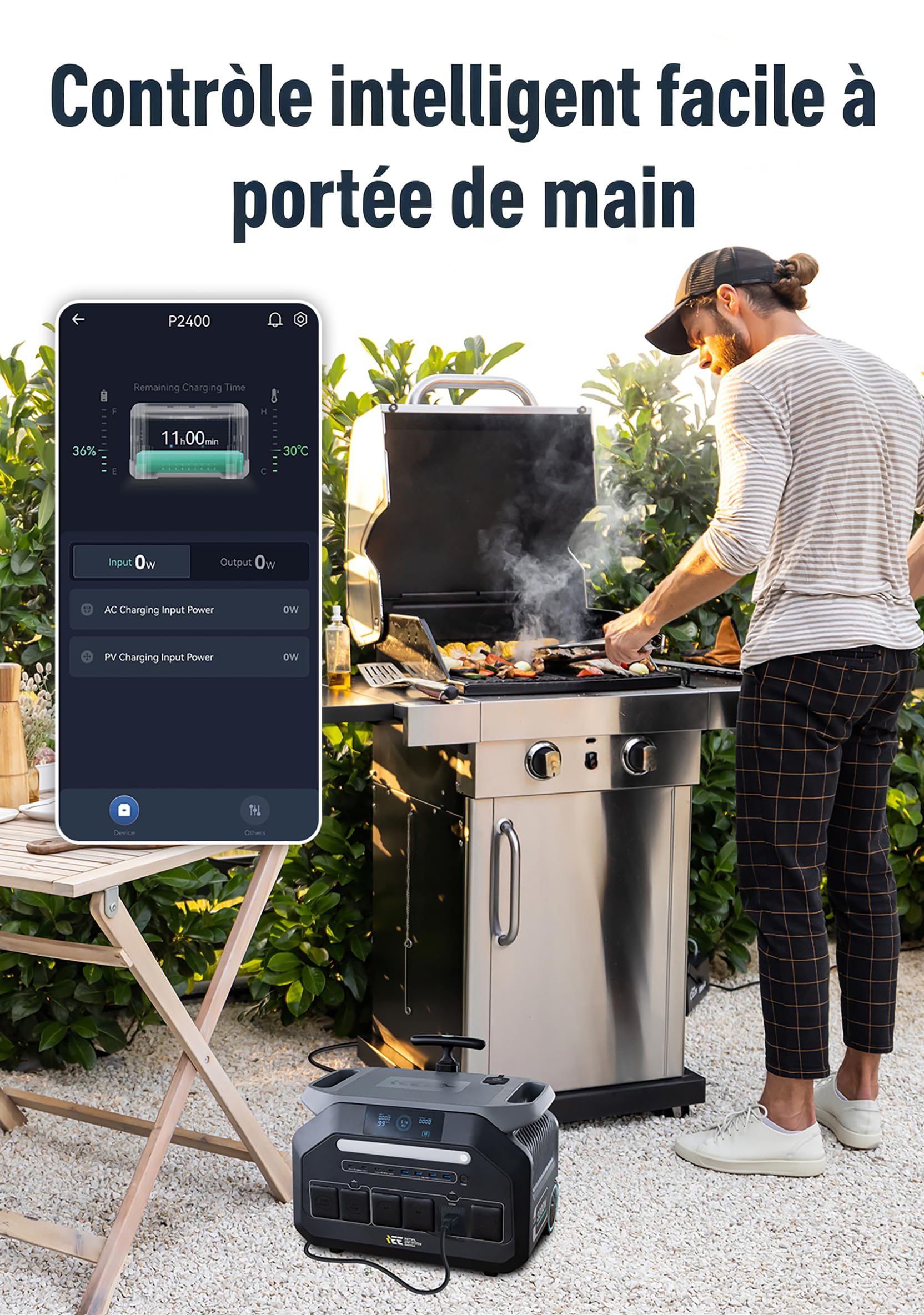 IEETek P2400 Station d’alimentation portable, batterie LiFePO4 de 2048 Wh, sortie CA2400 W (pic 4800 W), générateur solaire lithium à charge rapide en 1 heure, onduleur <10 ms, usage domestique