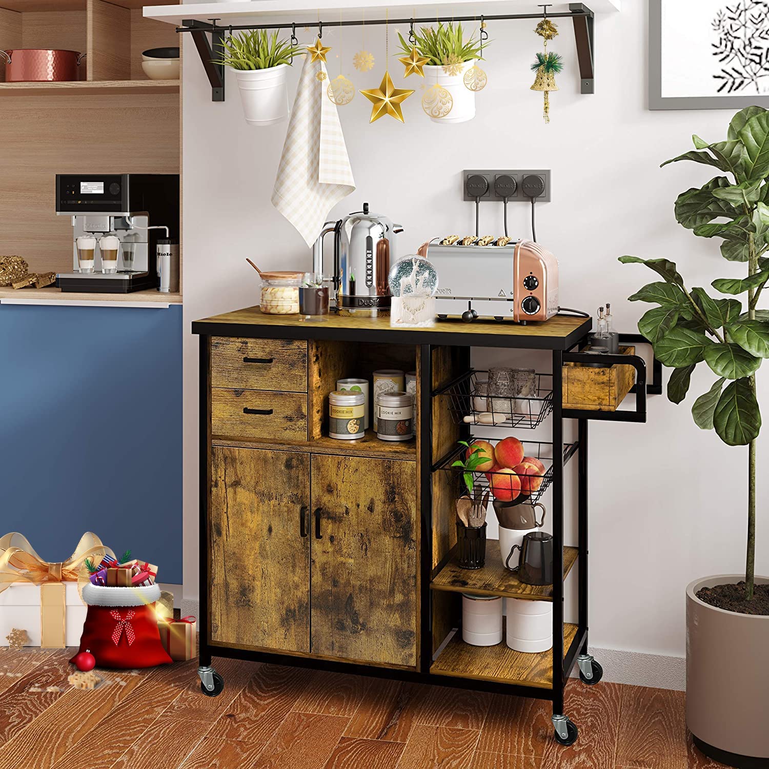 Hasuit Kitchen Island Cart on Wheels, Rolling Kitchen Island with