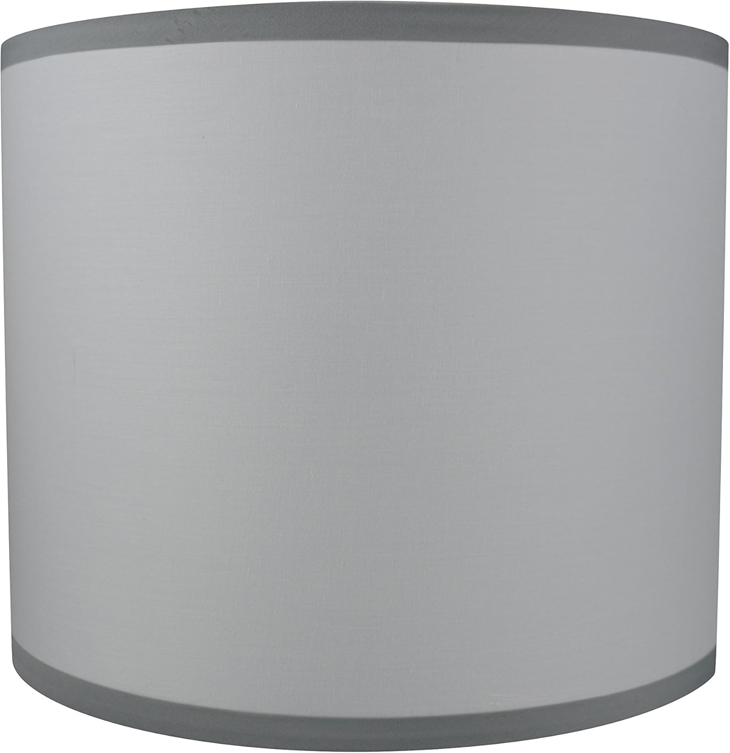 Urbanest Cotton Classic Drum Lampshade, 8-inch by 8-inch by 7-inch, Off White with Gray Trim, Spider-fitter