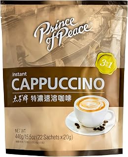 Prince of Peace 3-in-1 Instant Cappuccino Mix - Creamy Hong Kong Style, 22 Portable Sachets for Office & Travel
