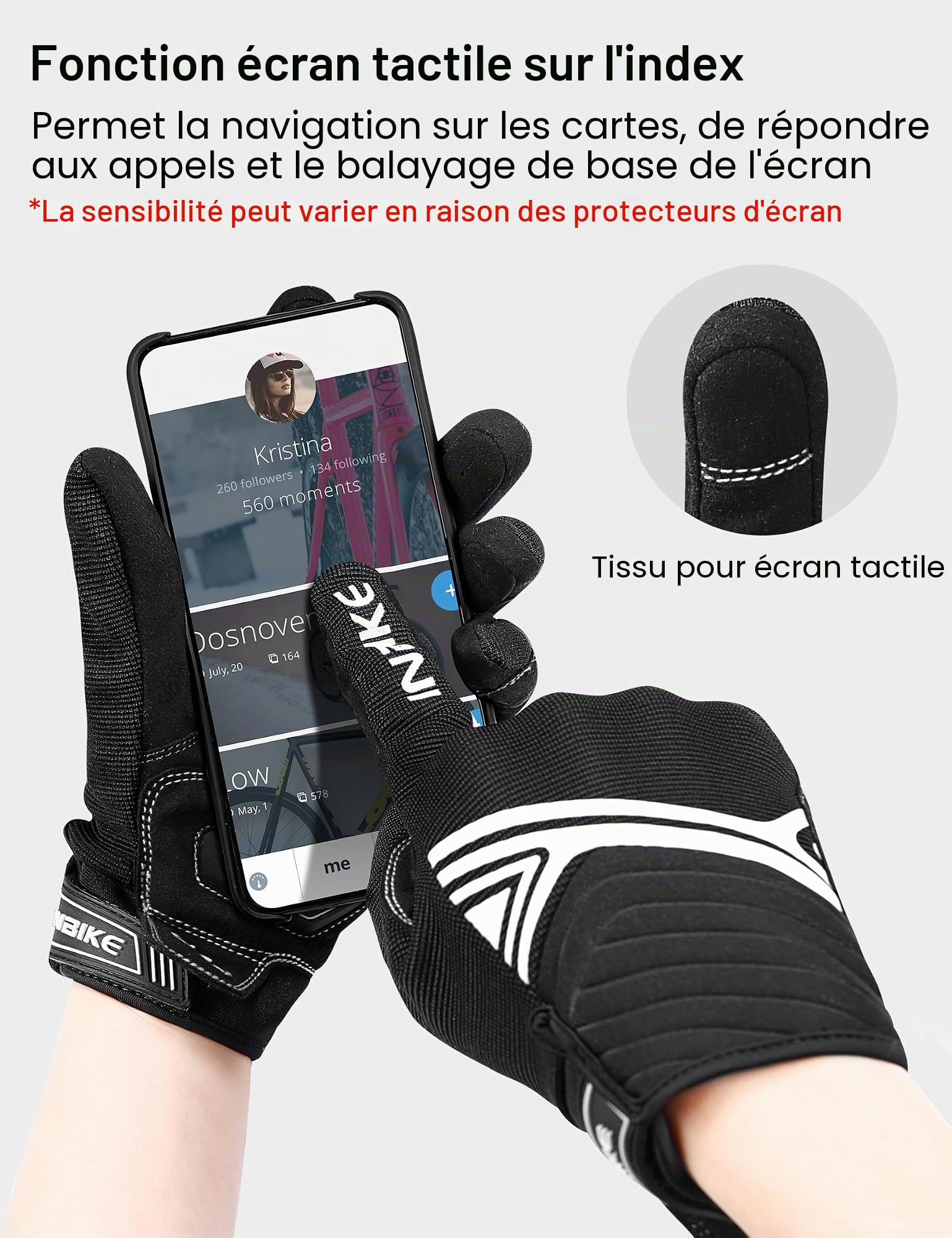 INBIKE Gants Moto Respirant, Gants à Écran Tactile Plein Doigt Antidérapant Idéal pour Moto Exercice Sport Running IM902