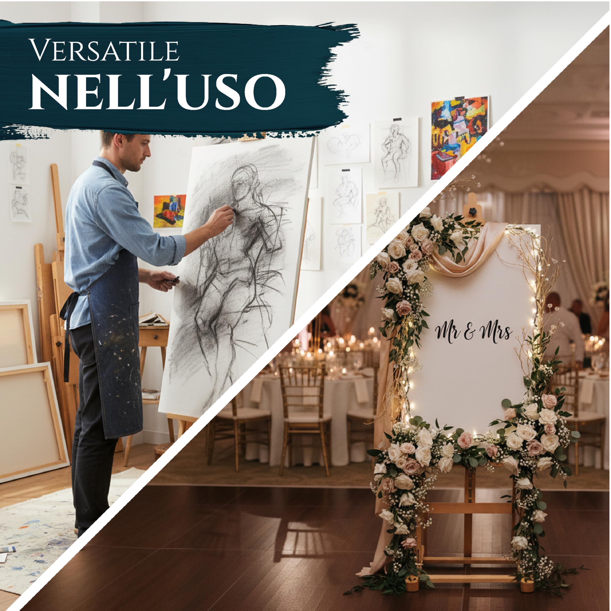 Artina Cavalletto per pittura da studio Siena - legno massello di faggio - per artisti e atelier artistici di belle arti