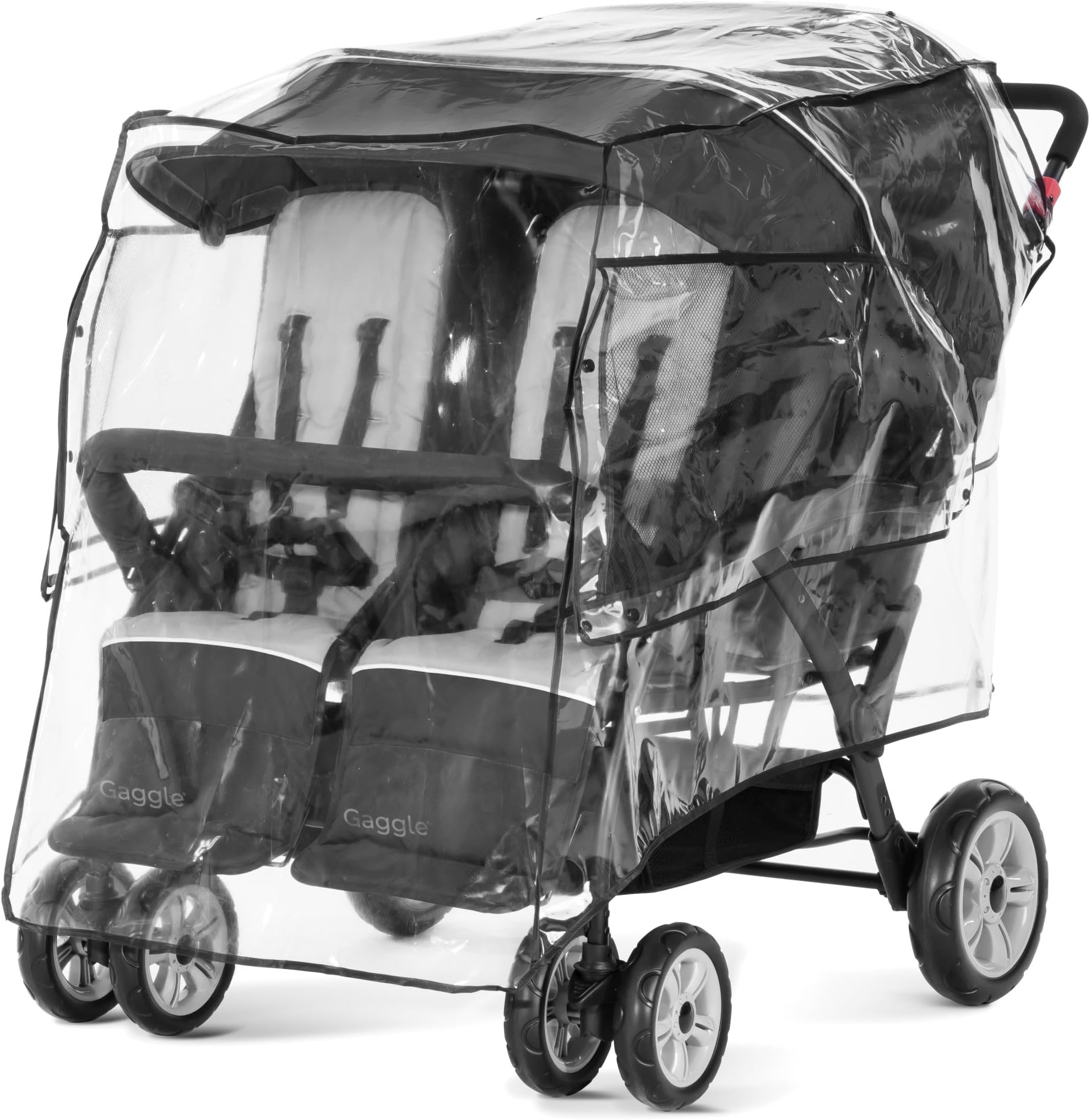 Gaggle Compass and Odyssey Quad Stroller Rain Cover | 4-Seat Stroller Rain Cover, Mesh Window, Air Ventilation While Covered, 360 Degree Flaps.