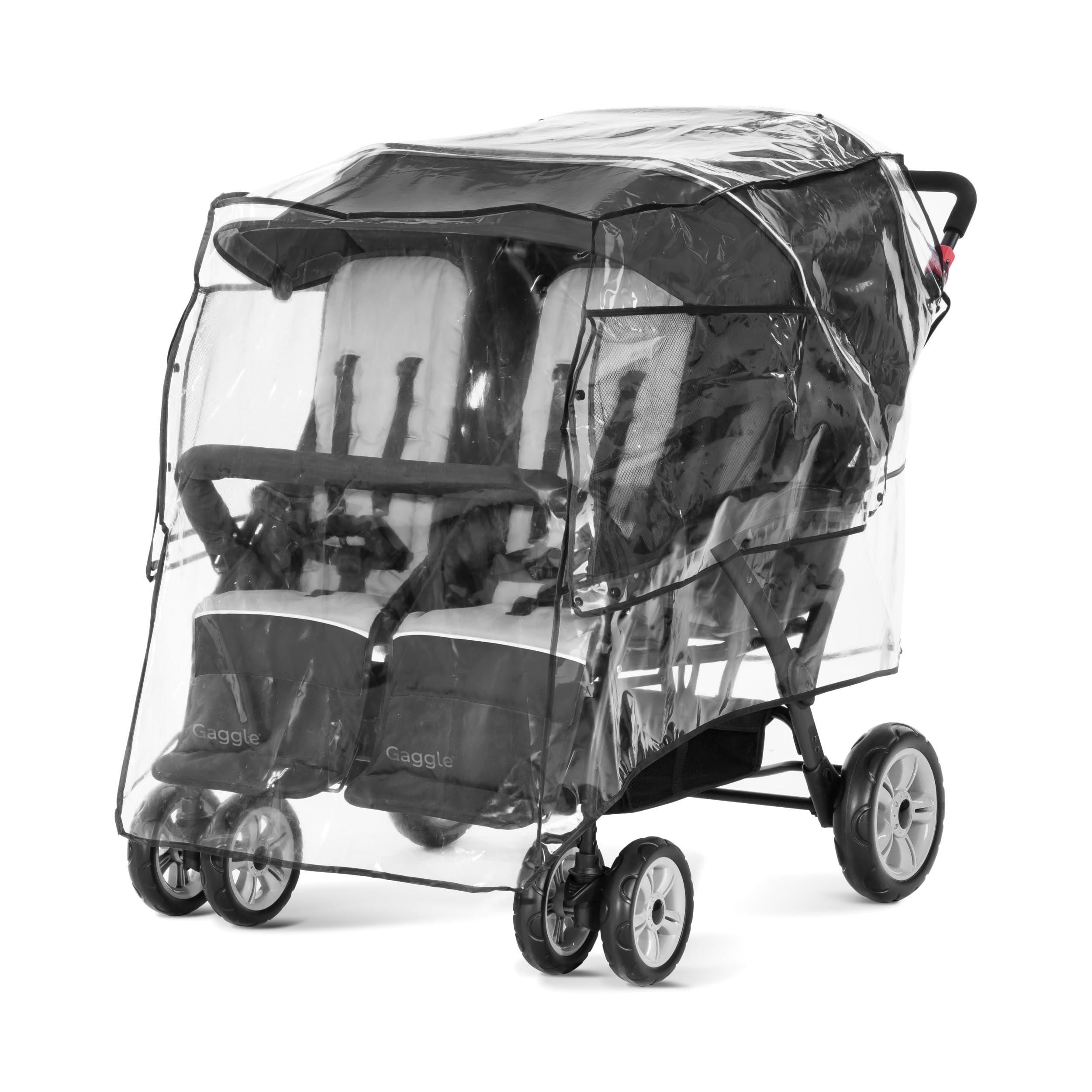 Housse de pluie pour poussette Gaggle Quad et Gaggle Compass - Habillage Pluie Poussette 4 places - Protège Pluie avec fenêtre de visualisation, circulation de l'air - 144,8x106,7x122 cm