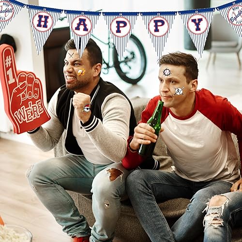 Miniatura 6 de 96 tatuajes temporales de béisbol – Regalos y decoraciones para fiestas de cumpleaños temáticas deportivas, divertidas calcomanías de béisbol para