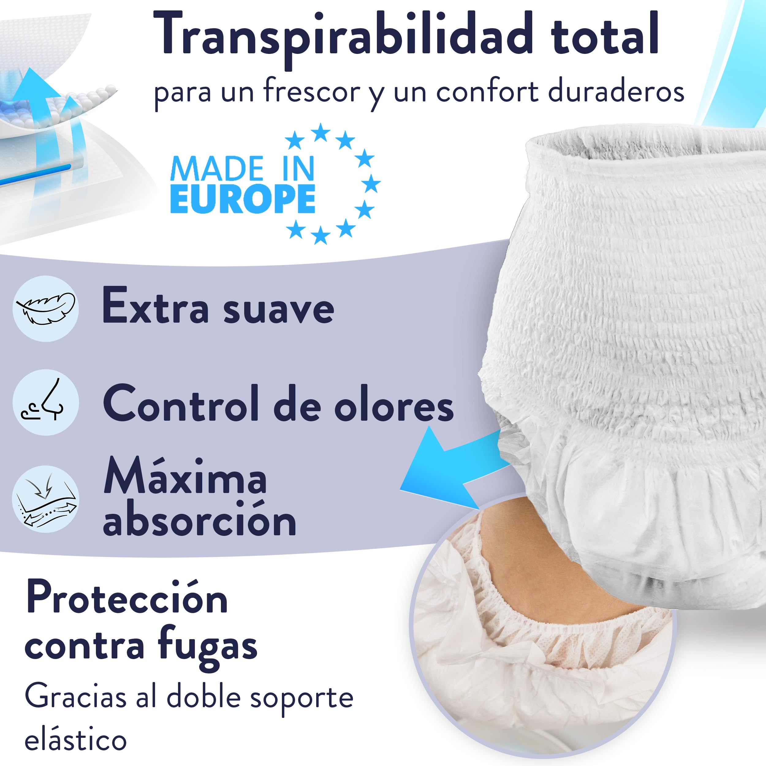 Harmony Care ® MAXI - Pañales absorbentes para adultos – Pantalones discretos para incontinencia para mujeres y hombres – Pañal para adultos, talla XL, 56 unidades