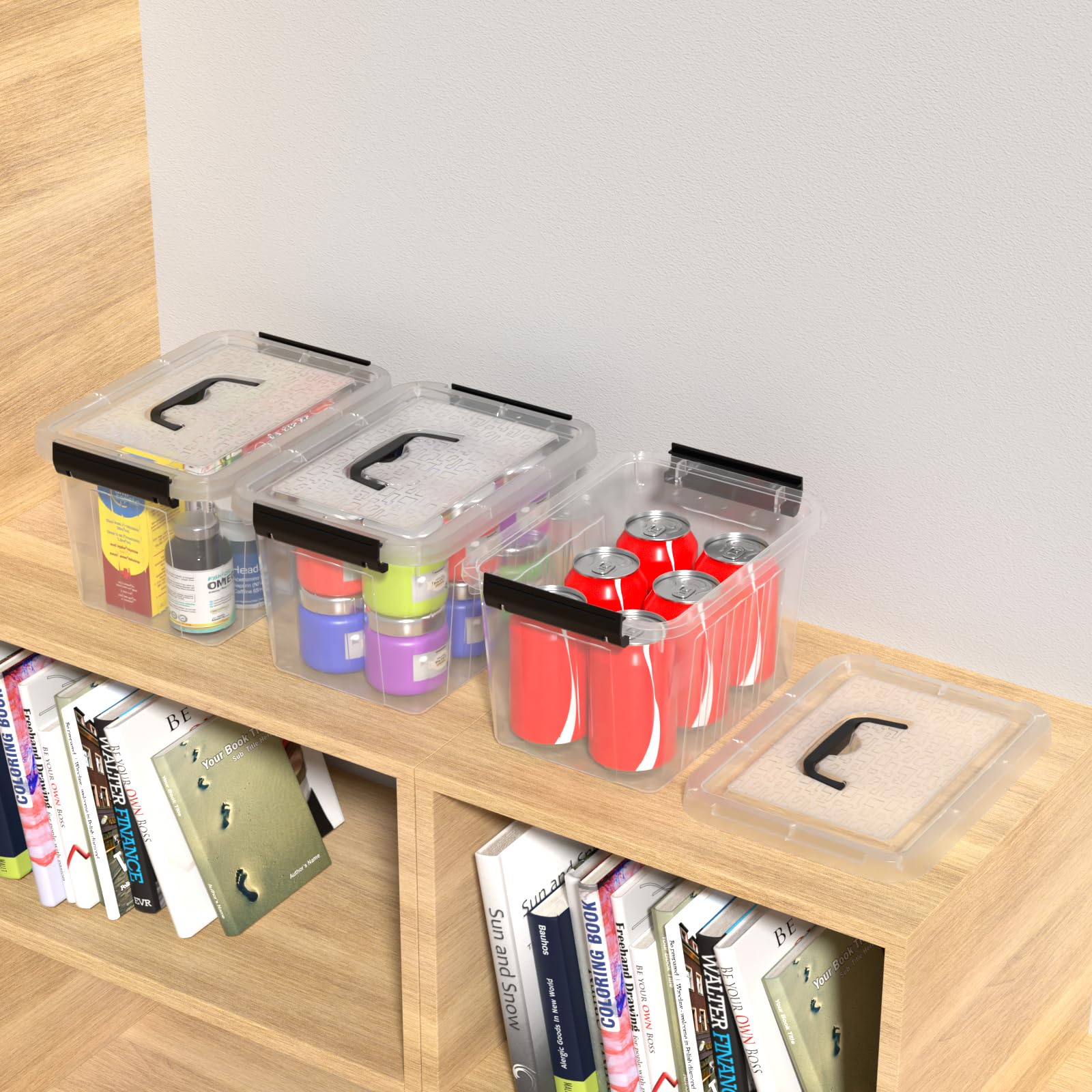 3 L Contenitori Scatola Box in Plastica Trasparente con Coperchio, 22 x 16,5 x 13 cm, Confezione da 6