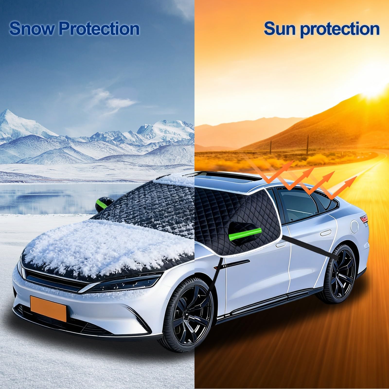 Generisch Frontscheibenabdeckung Scheibenabdeckung Auto Winter Frostabdeckung für Ford Mustang VI/VII Fastback 2015-2025, Enteisungsschutz, Sonnenschutz, Schneeschutz und Fensterschutz