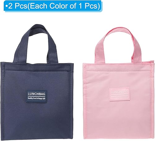 Miniatura 3 de PATIKIL Bolsas de almuerzo aisladas, paquete de 2 bolsas Bento reutilizables de 8 x 5 x 9 pulgadas, bolsas térmicas para el almuerzo, bolsa portátil