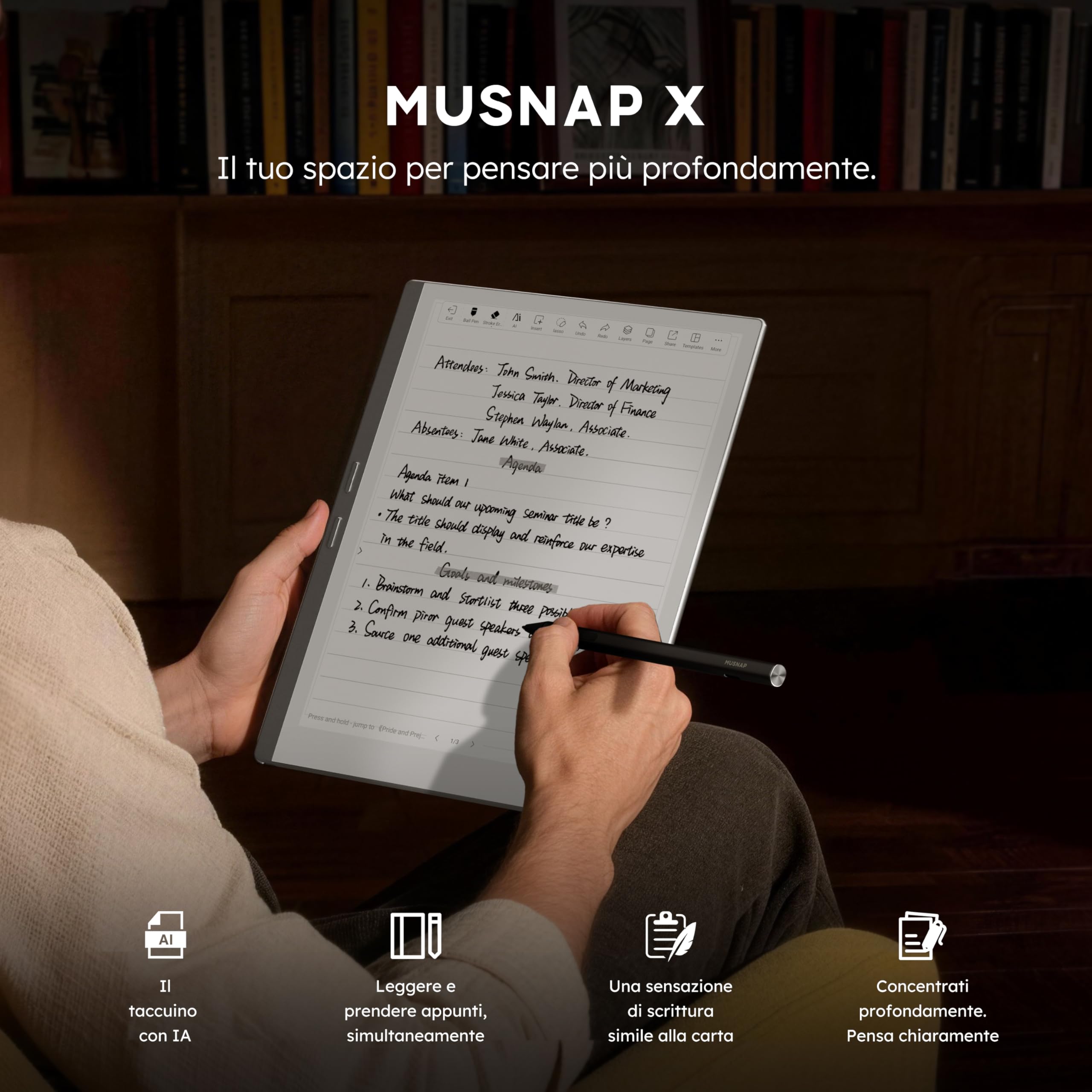 X 10,65" E Ink Paper Tablet | 8 GB+128 GB Ultra-sottile schermo flessibile ePaper Notebook con penna stilo | Tablet ePaper 2 in 1 e lettore eBook | Lunga durata della batteria per riunioni