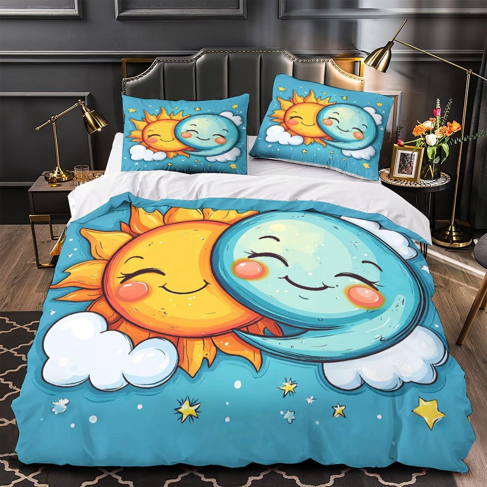 Housse de couette crâne de sucre 200x200 anti-acarien parure de lit zippée