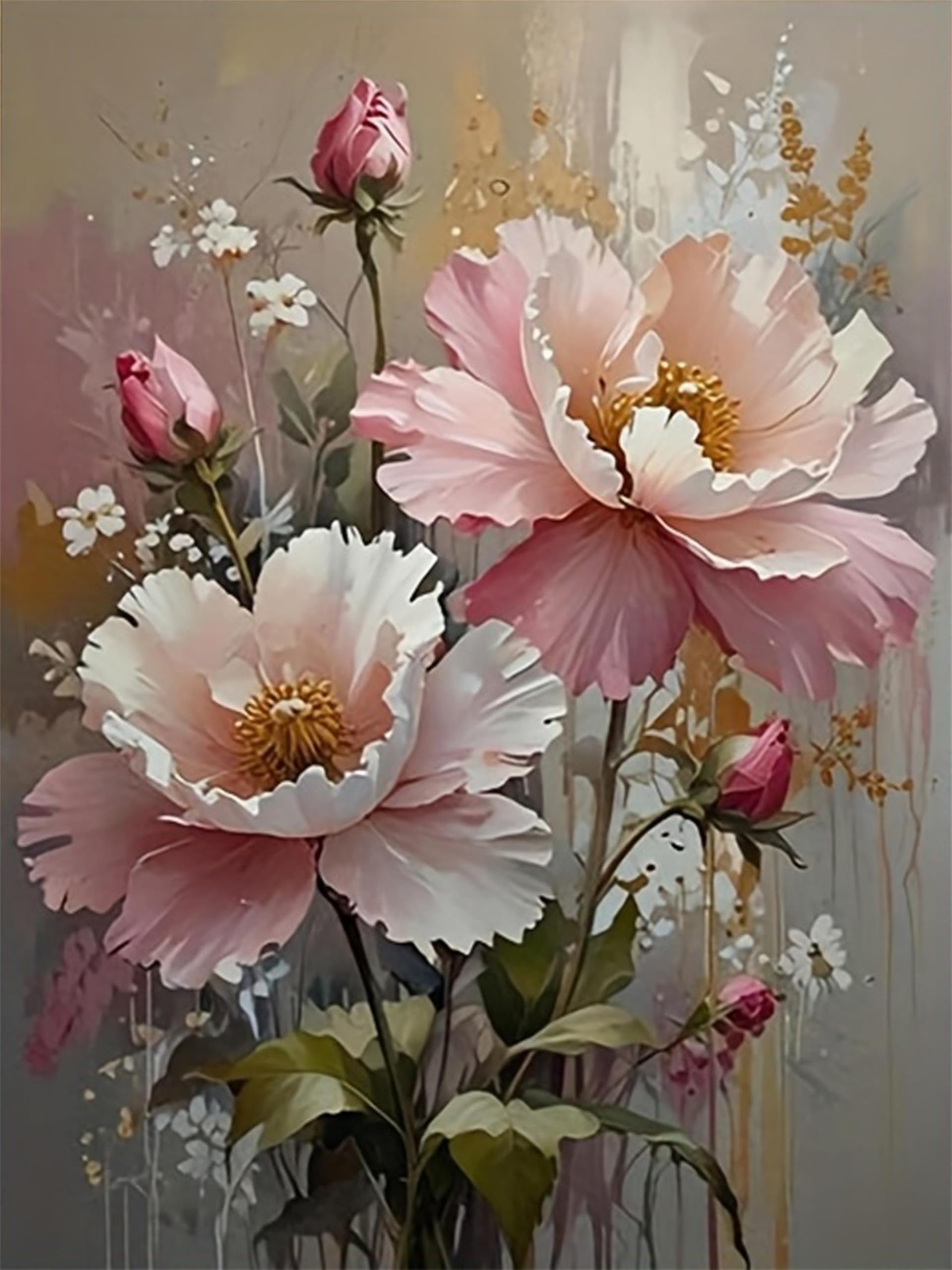 Nianxi 5D Peony DIY Diamond Painting Kit for Adults,Flower Diamond Art Kits for Beginner,Painting by Diamonds,Gem Art Kits Round Drill for Home Wall Decor Gifts for Women, Men (Flower)