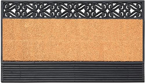 A1HC - Tapete para puerta de fibra de coco natural y goma, 24 x 36 pulgadas, grueso, duradero, resistente, tapete de perfil delgado, fácil de