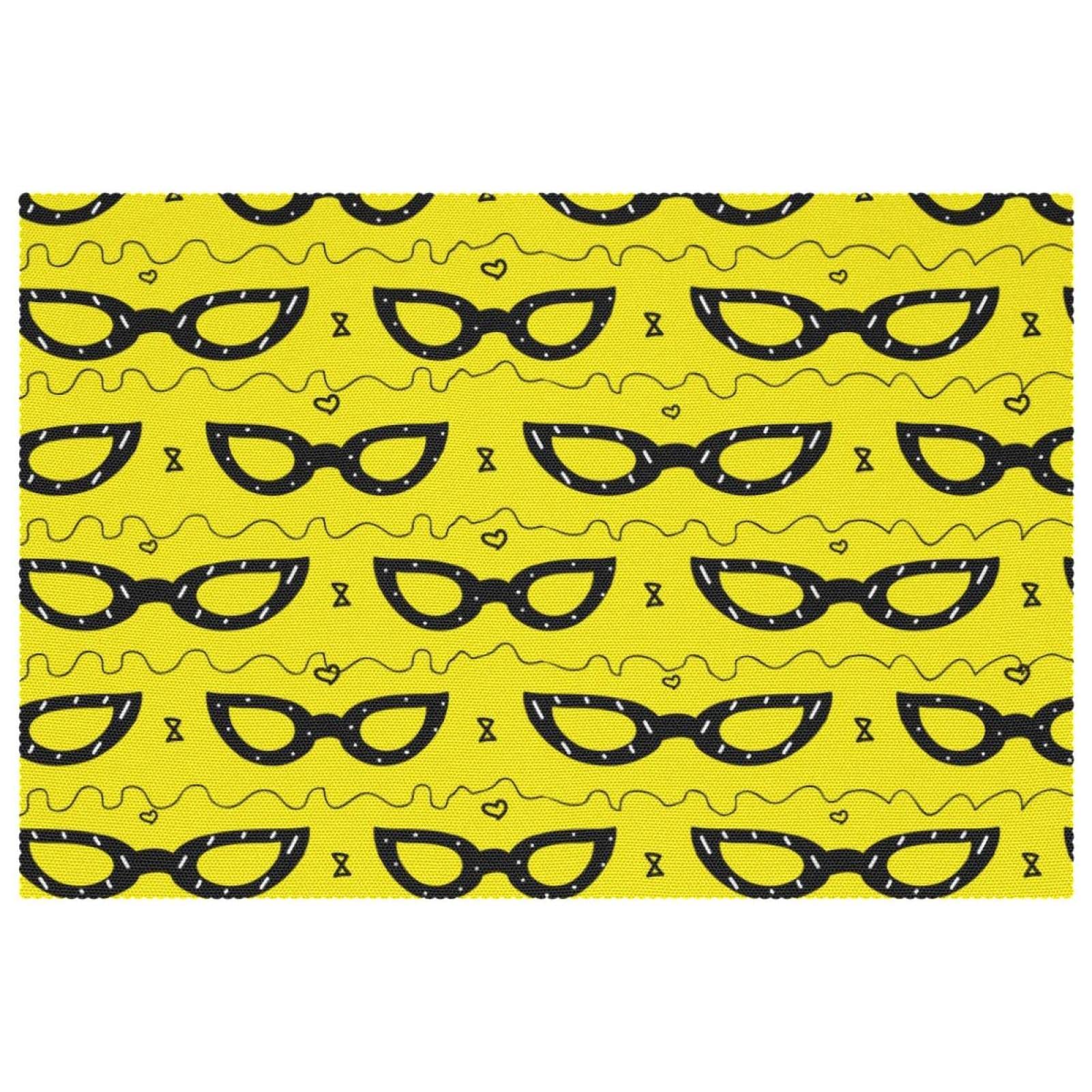 Sets de table décoration de cuisine motif œil de chat jaune lot de 4 en tissu lavable