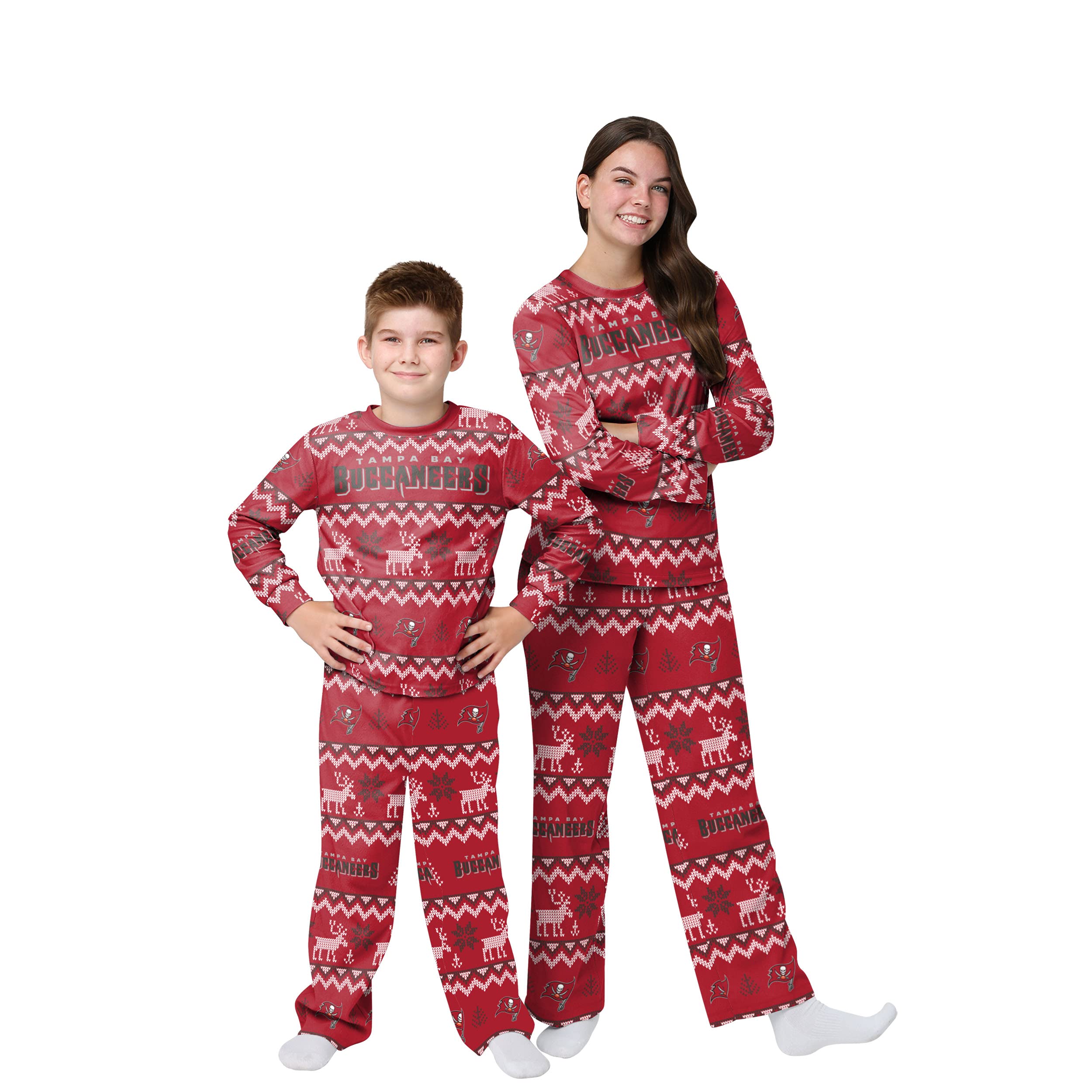 FOCO NFL Team Ugly Pattern Matching Set Family Holiday Pajamas