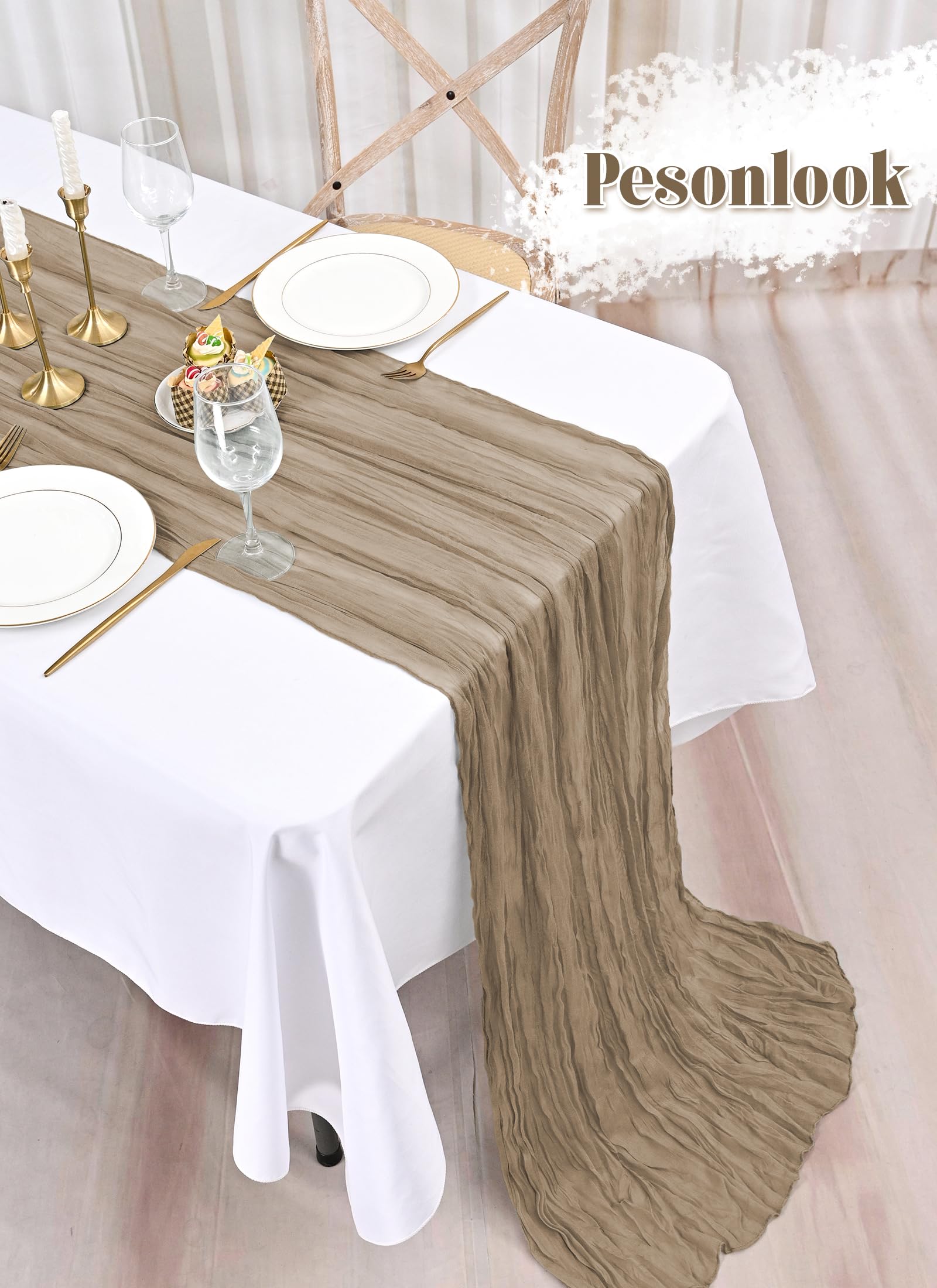 Confezione da 8 runner da tavola in garza stile boho, 3,4 m, in