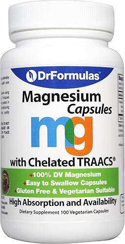 drformulas Glicinato de magnesio 400mg para mujeres, hombres, niños 100% DV Suplemento con quelato de traacs magnesio byglycinate cápsulas para alta