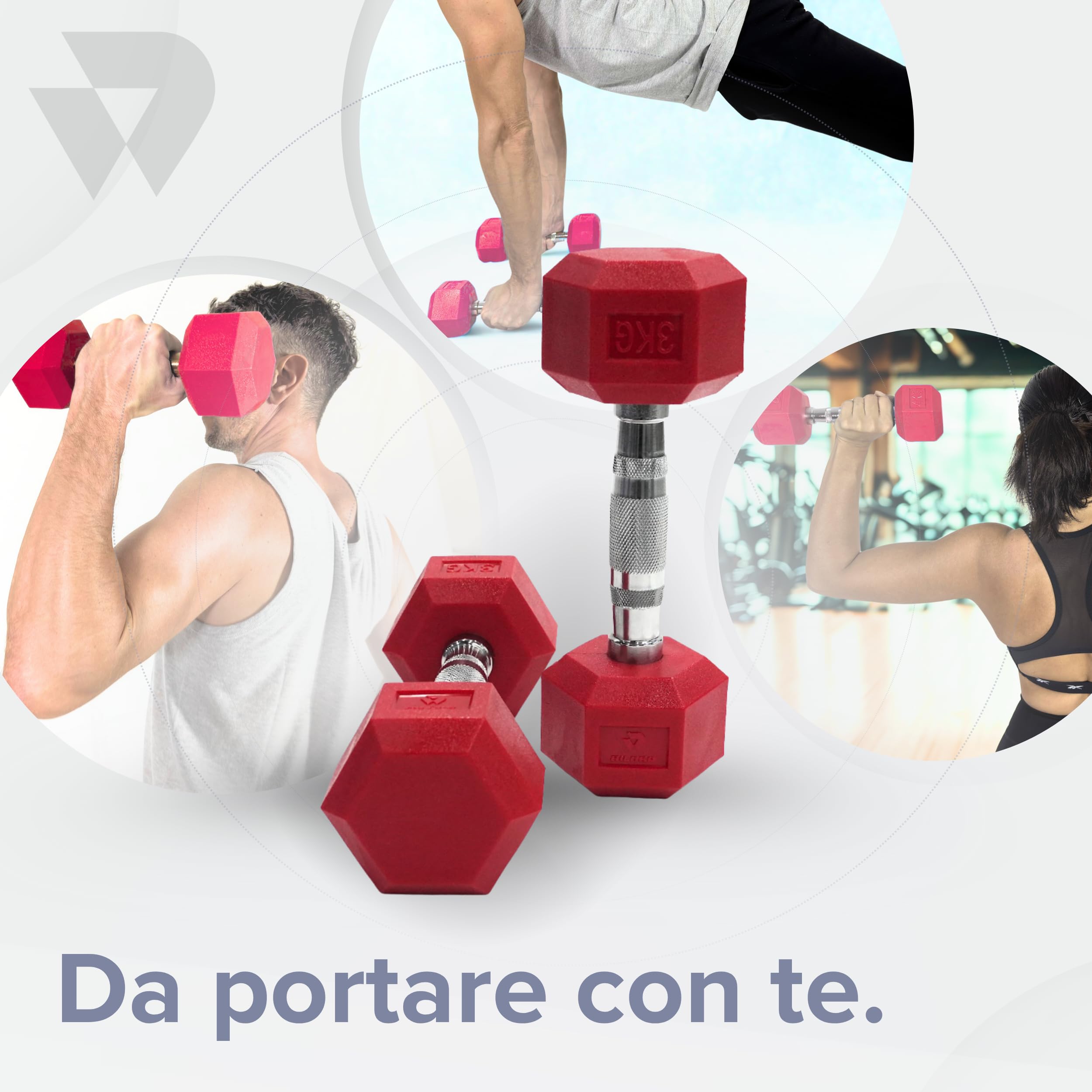 BILDER - Coppia Manubri Palestra, Forma Esagonale e Impugnatura Antiscivolo, Set Pesi Palestra e per Allenamento a Casa per Tonificazione e Riscaldamento, Set Manubri Duraturi Salvaspazio