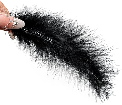 Miniatura 4 de THARAHT 200 plumas de marabú de pavo esponjosas de 4 a 6 pulgadas para decoración de atrapasueños naturales, esponjosas, plumas de marabú de pavo,