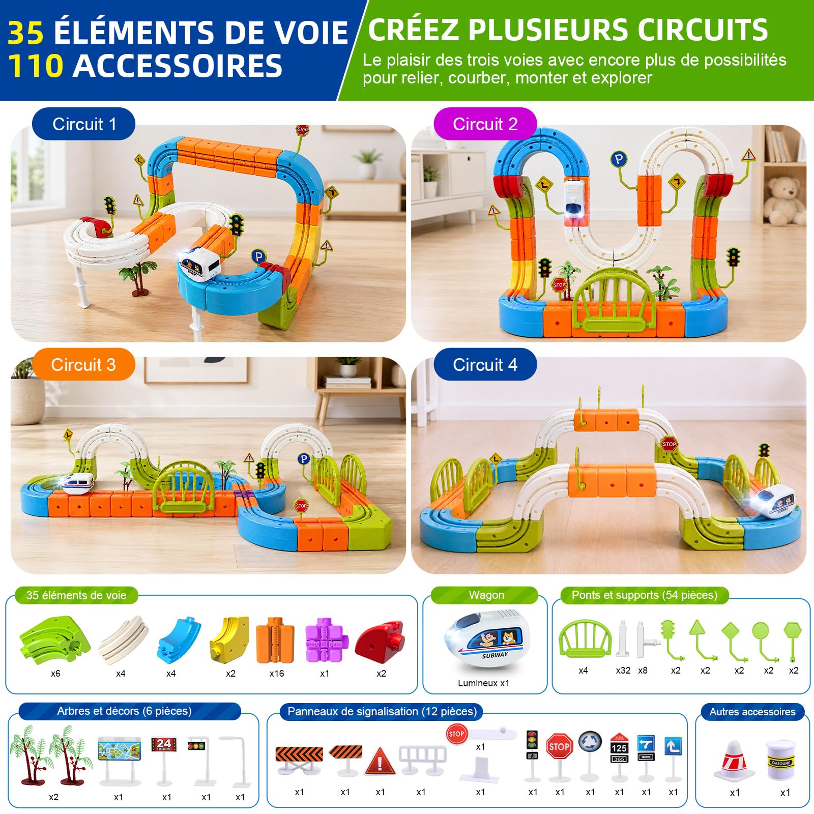 Circuit de Train électrique à Cubes de 145 pièces, Circuit de Train à gravité 3D à Construire soi-même, Jouet éducatif STEM, idée de Cadeau créative pour Les Enfants de 3 à 8 Ans