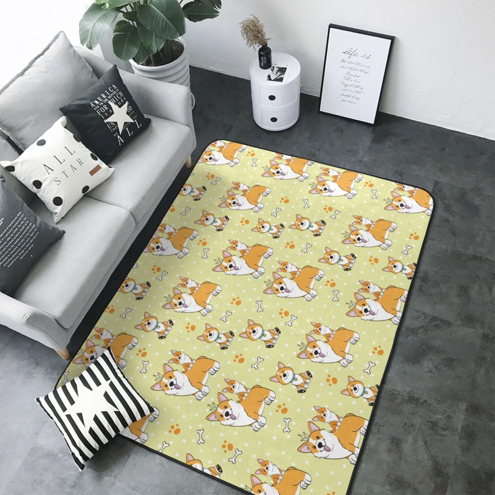 Tapis corgi lavable en machine et facile à nettoyer