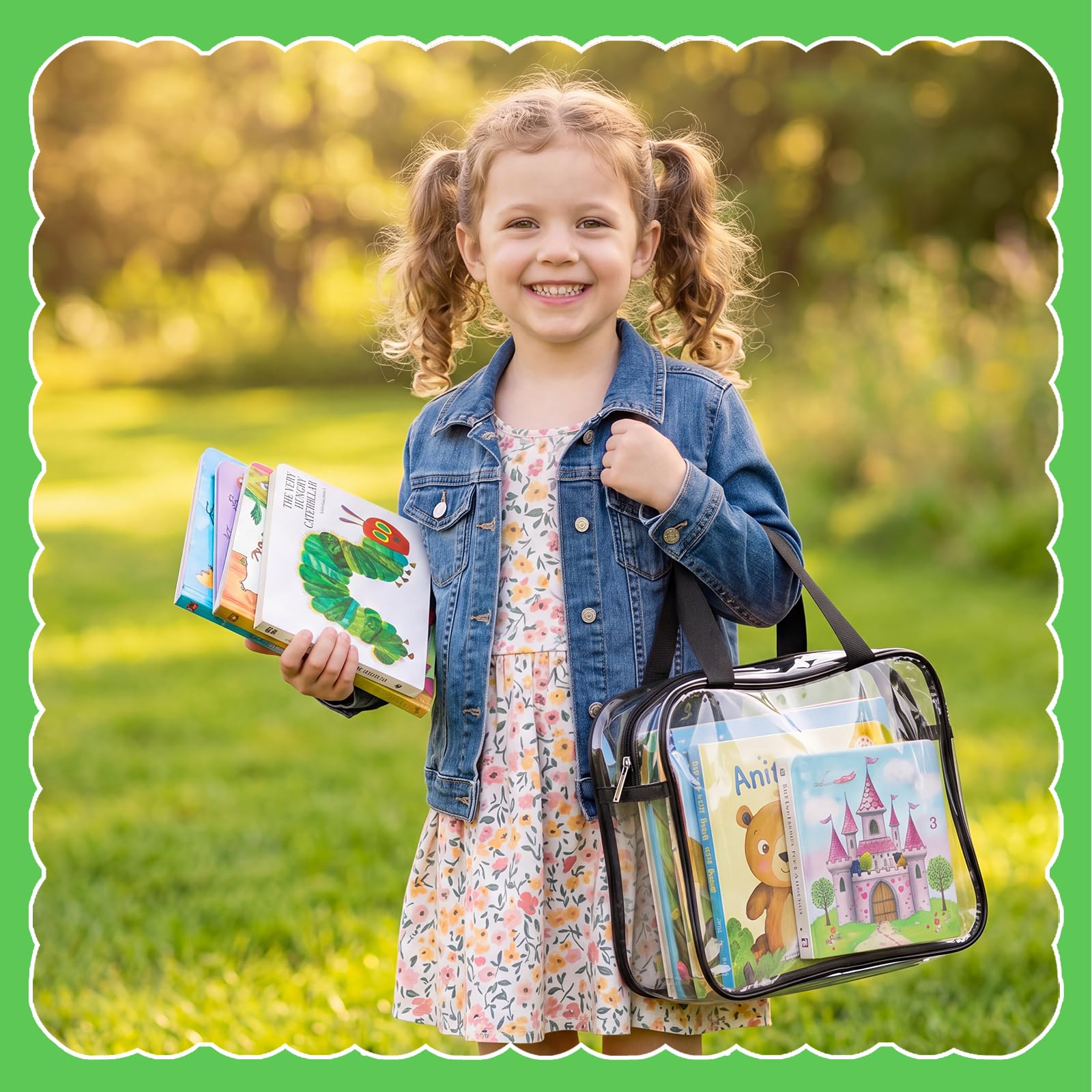 Dntorx Sacchetti per giocattoli, organizzazione e conservazione, confezione da 4 organizer in PVC trasparente, grandi borse impermeabili con cerniera con manici per libri per bambini, puzzle, blocchi