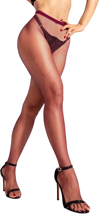 sofsy 10-Year Hosiery Craftsmanship - Italian Fishnet Stockings for Women | Goth High Waist Mesh Tights Reinforced Toe