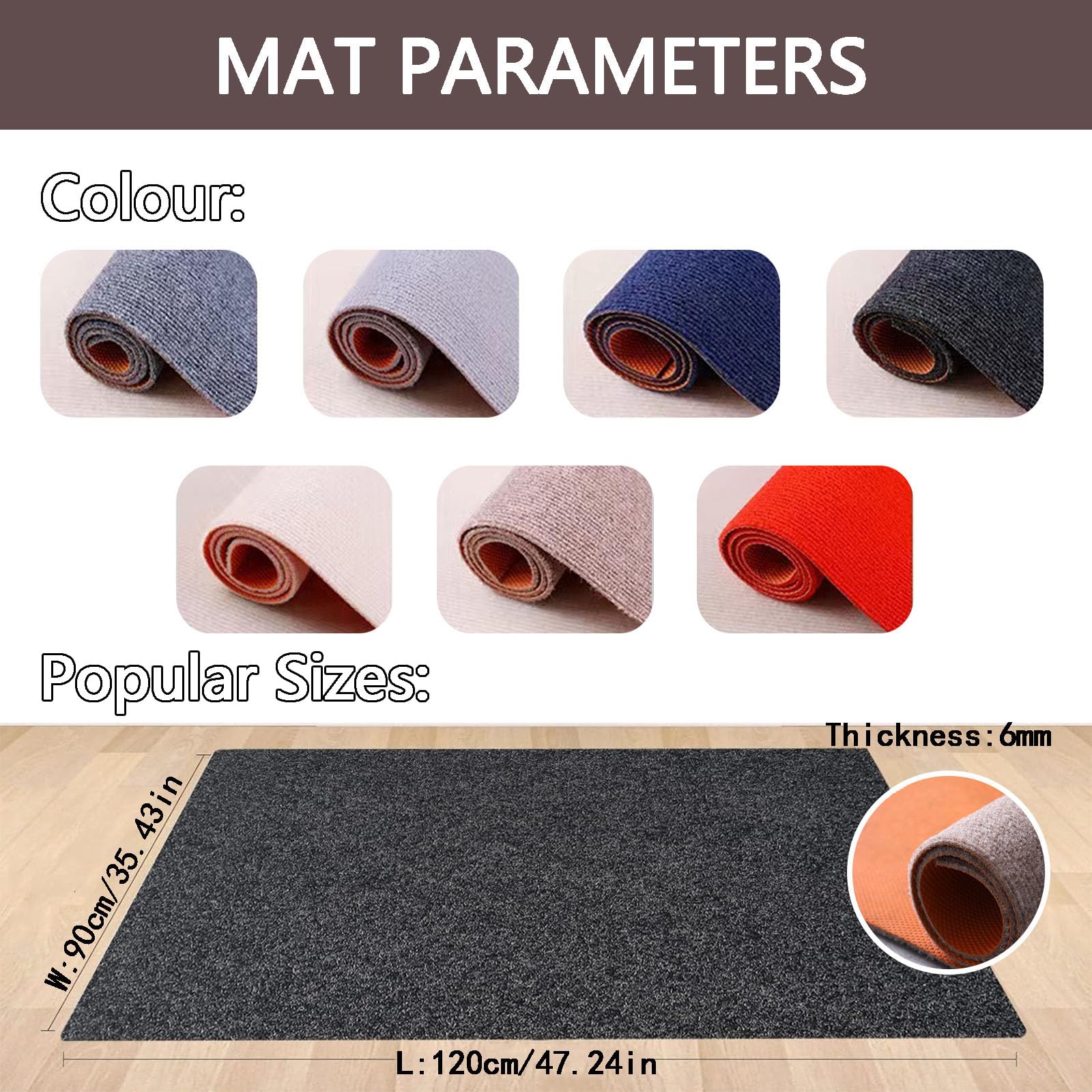 Tappetino per sedia da scrivania, resistente, antigraffio, protezione per sedia da ufficio, nero, 120 x 150 cm, ideale per pavimenti in legno e laminato, superficie antiscivolo