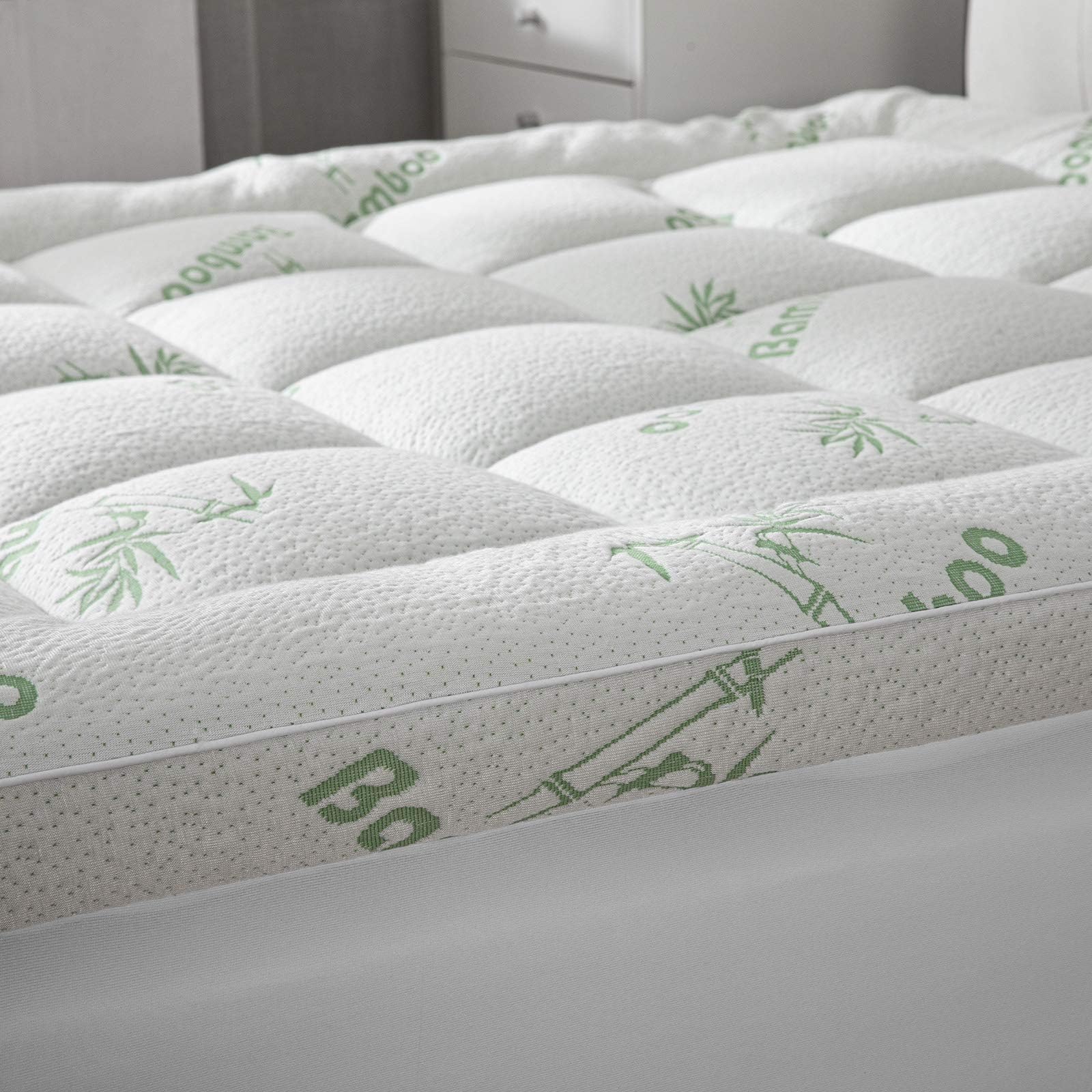 Surmatelas en bambou pour lit double, extra épais et rafraîchissant