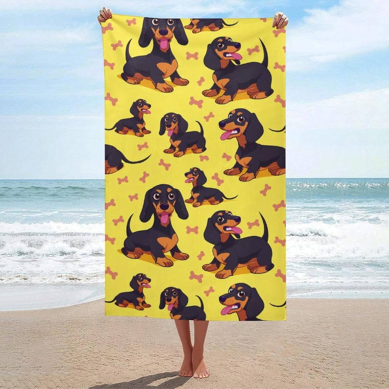 Dachshunds Dog Bath Towel Beach Towels Quick Dry Oversized Bath Blanket Highly Absorbent Towel for Women Men 160x80cm