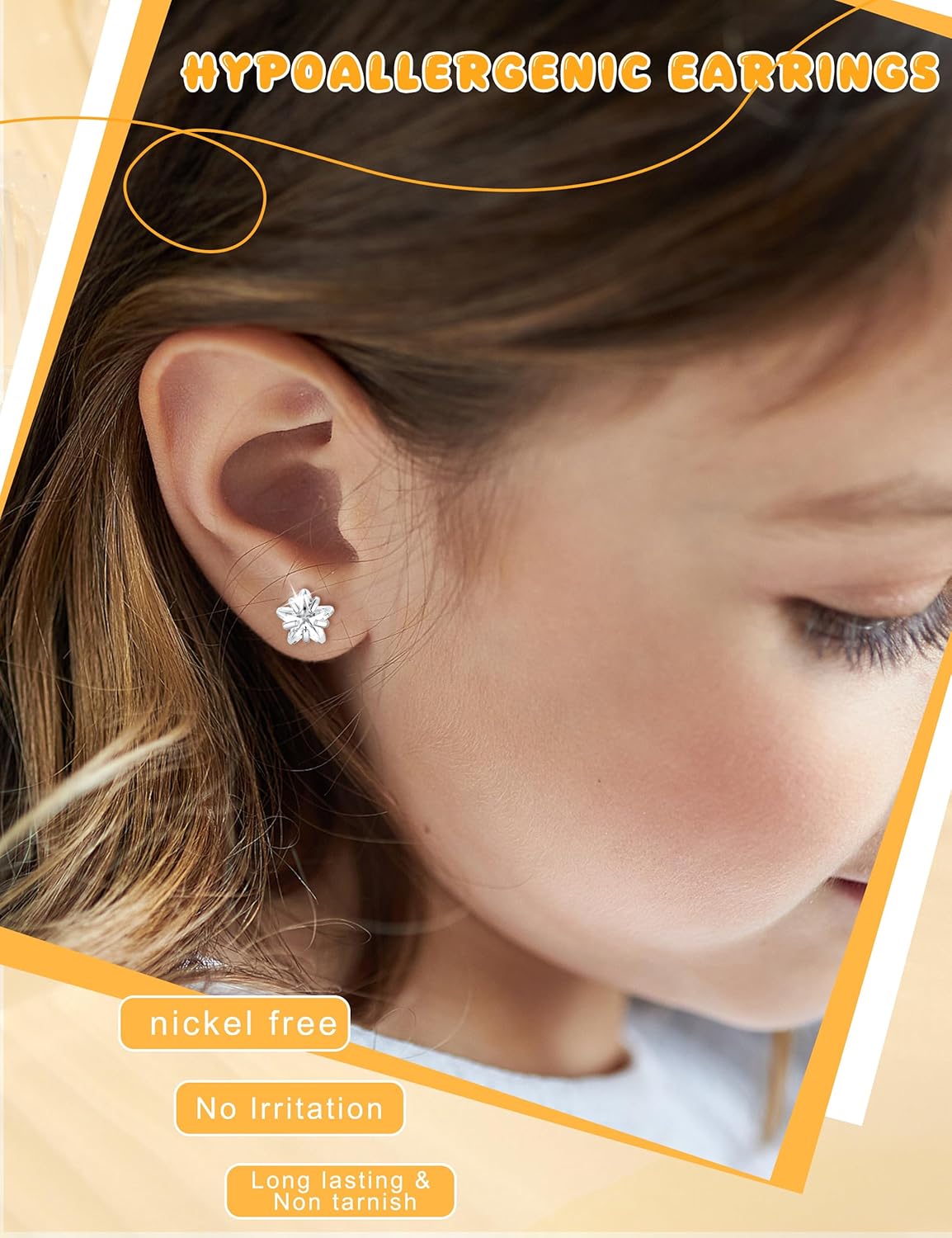 Hypoallergenic Surgical Stainless Steel Earrings for Girls Kids Jewelry - Screw Back Earrings for Sensitive Ears Cute Flower Heart Pearl bow Earrings for Women - Image 3