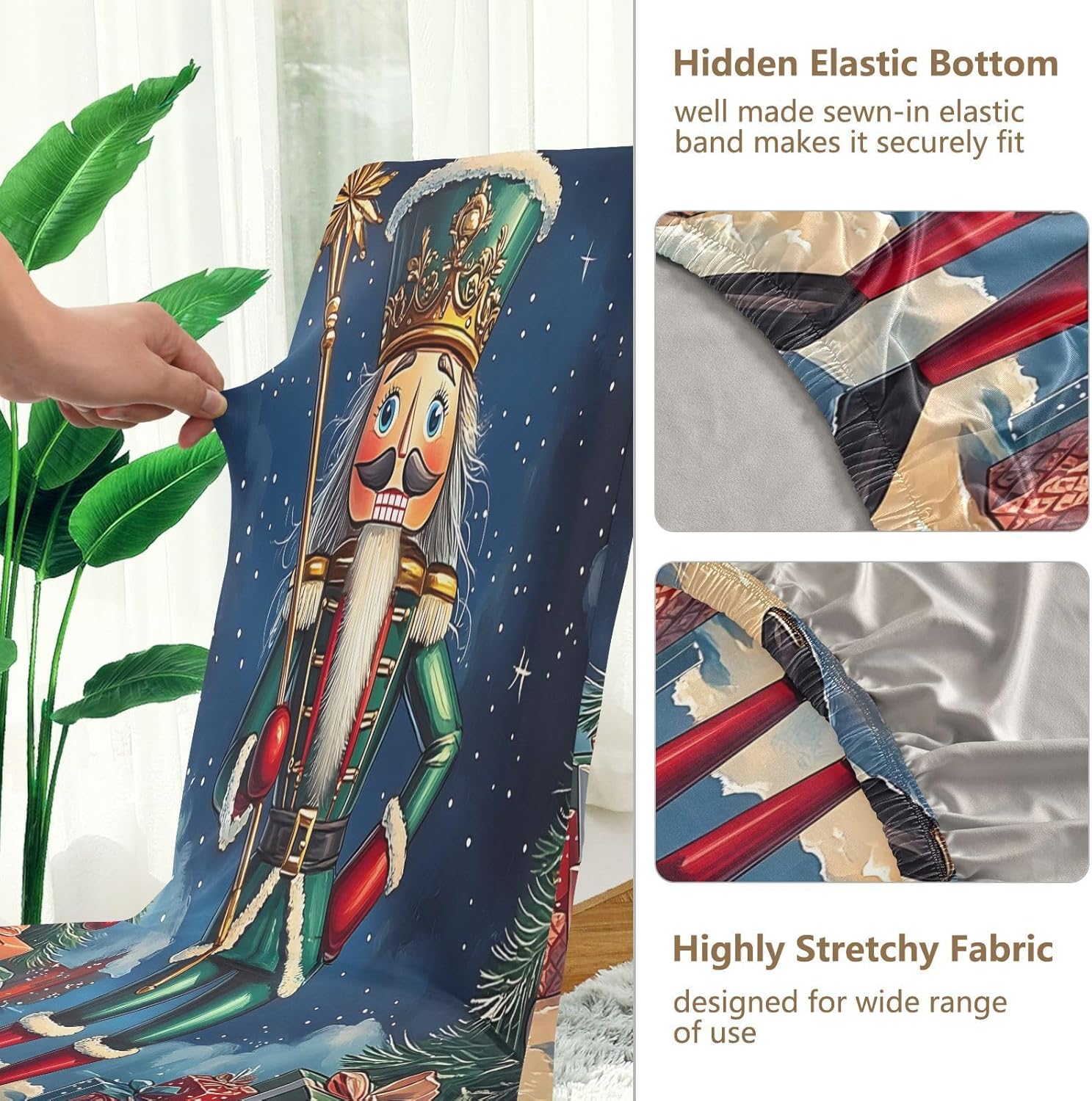 ALAZA Chair Covers for Dining Room, Nutcracker Starlist Sky Stretch Chair Cover Sets Chair Protector Removable Washable for Ktichen Restaurant Hotel