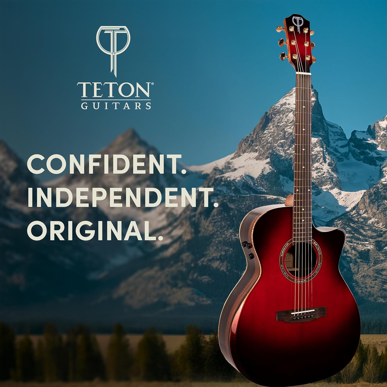 Teton Auditorium Acoustic Electric Guitar, Wooden, Solid Spruce Top, Mahogany Neck, Laurel Wood Fingerboard and Bridge, STA180CEAB-AR